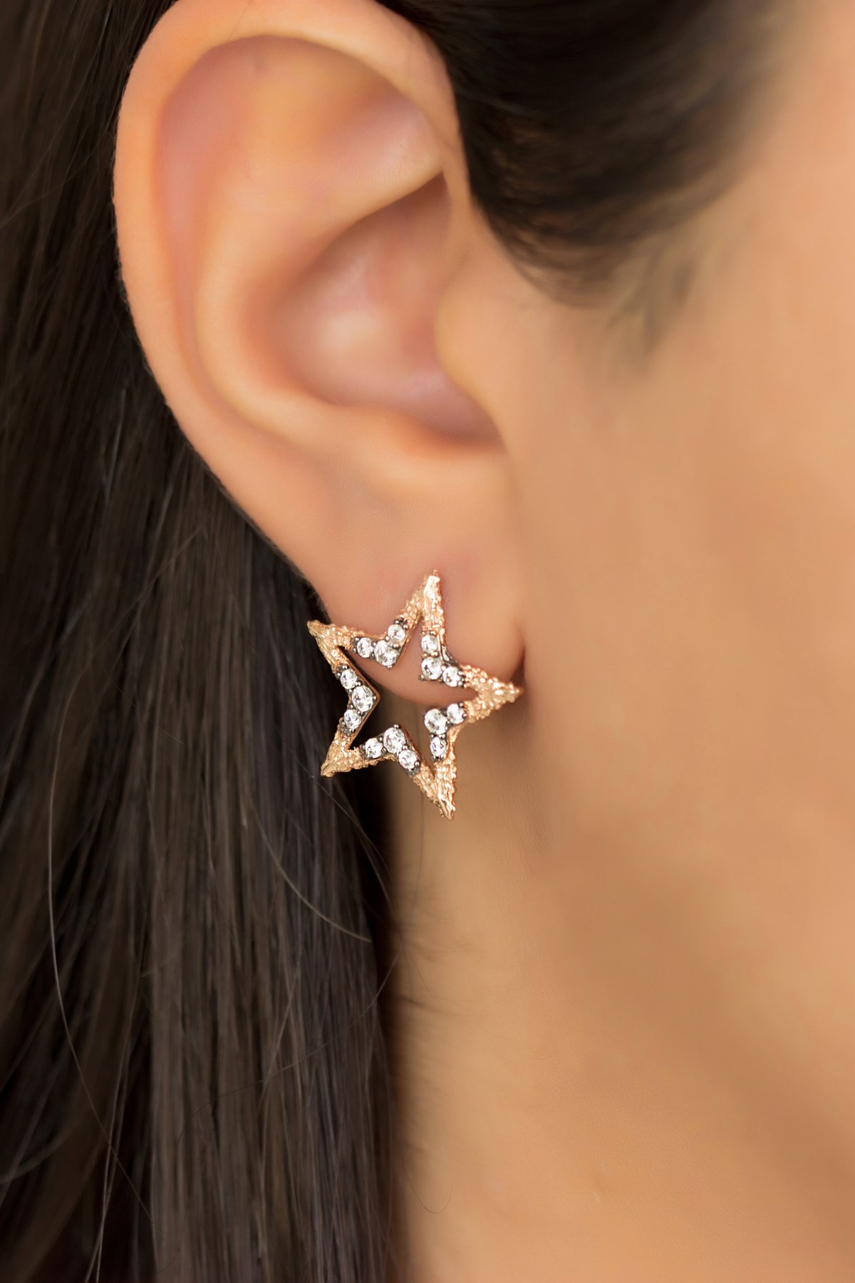 14 Carat Rose Gold Star Earrings