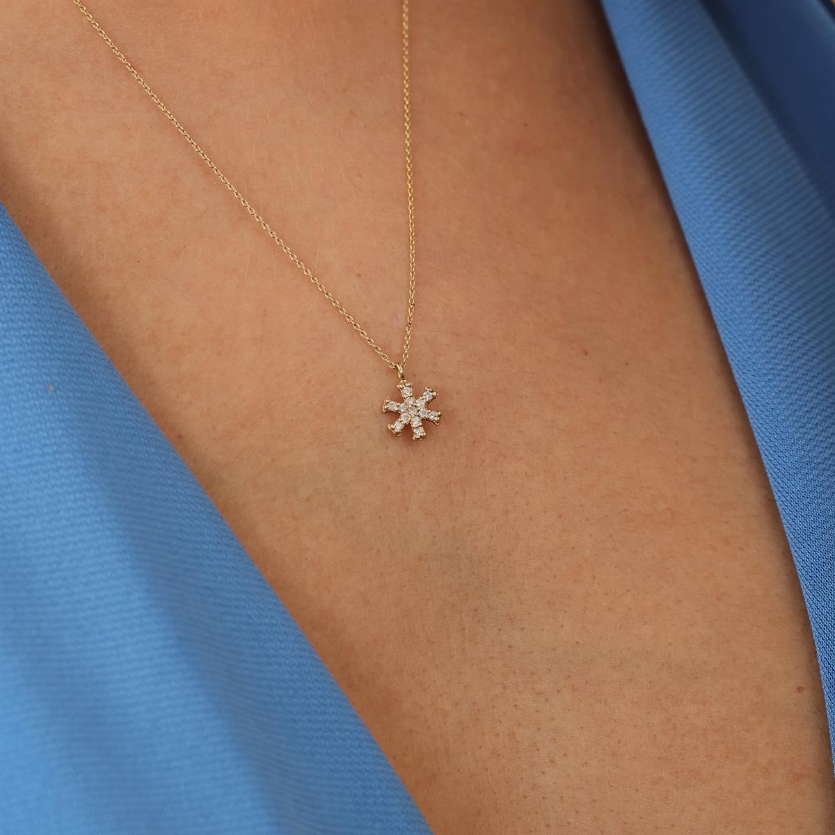 Gold Snowflake Diamond Necklace