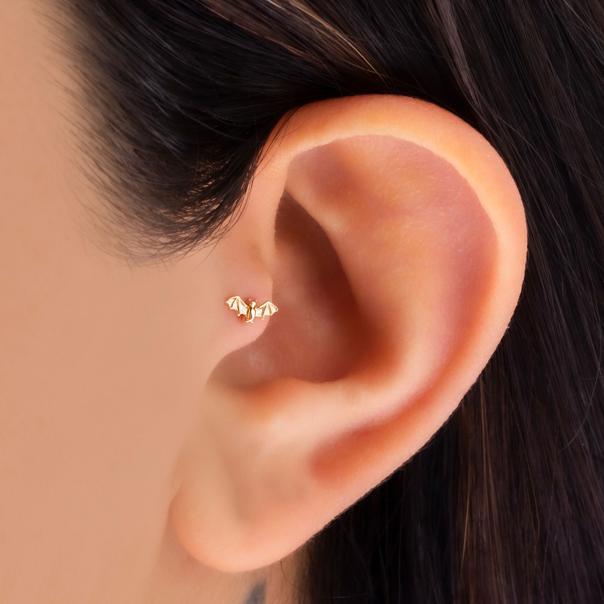 14 Carat Gold Bat Piercing