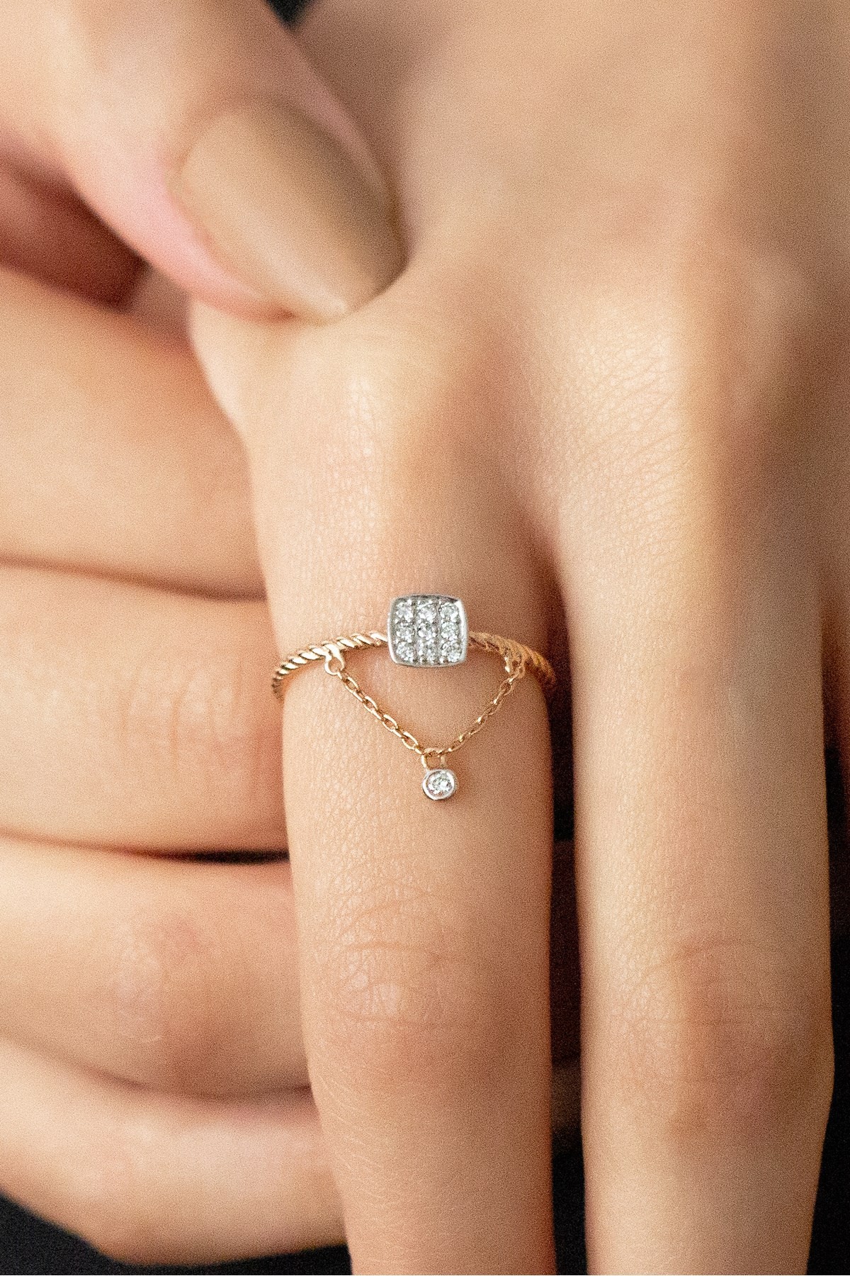 14 Carat Rose Gold Diamond Special Design Modern Ring