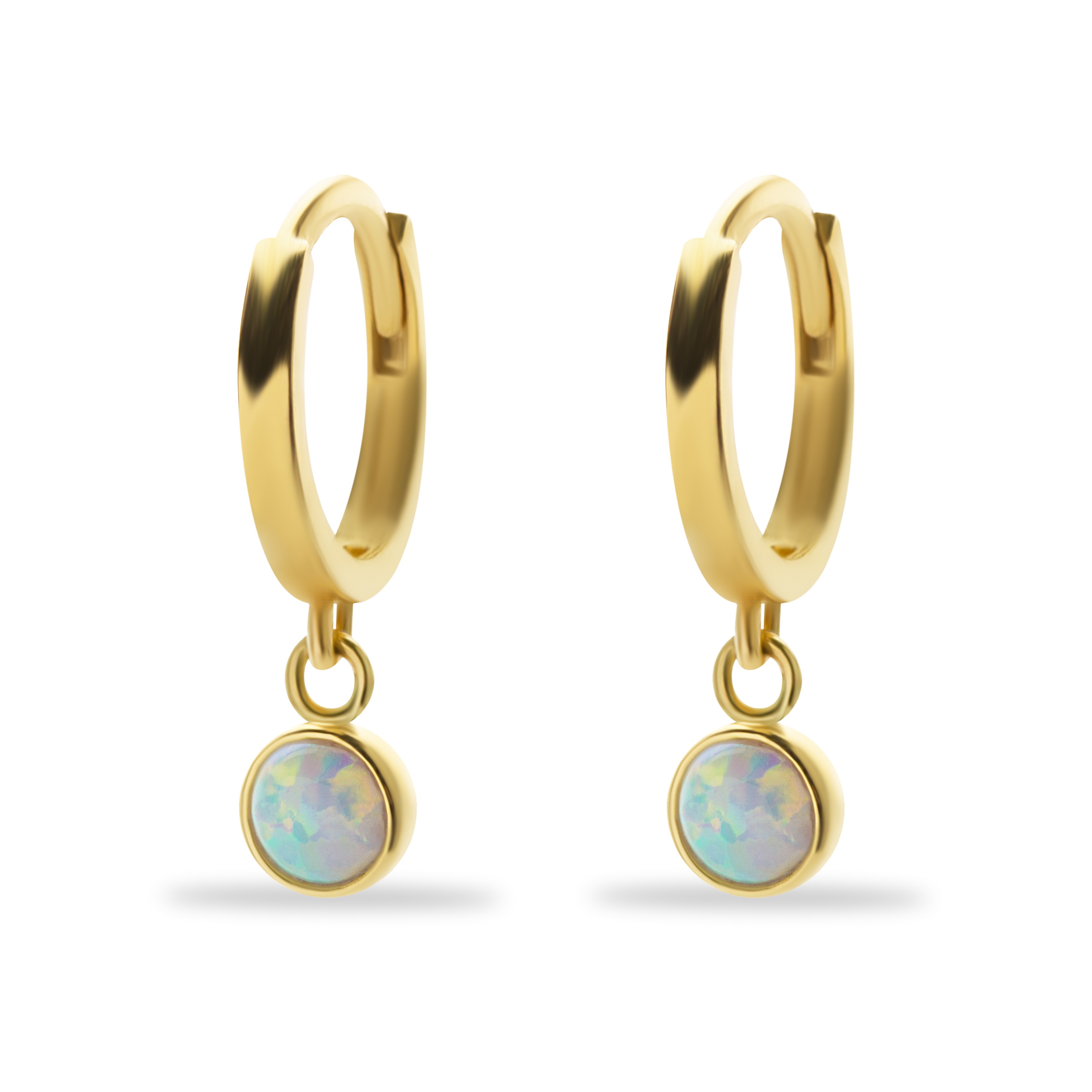 14 Ayar Altın Opal Taşlı Sallantılı Küpe