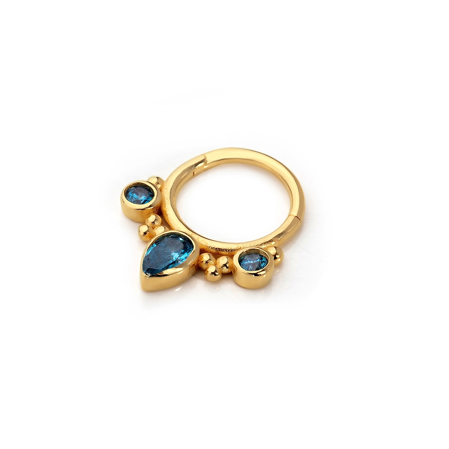 14 Carat Gold Drop Sapphire Stone Helix Piercing