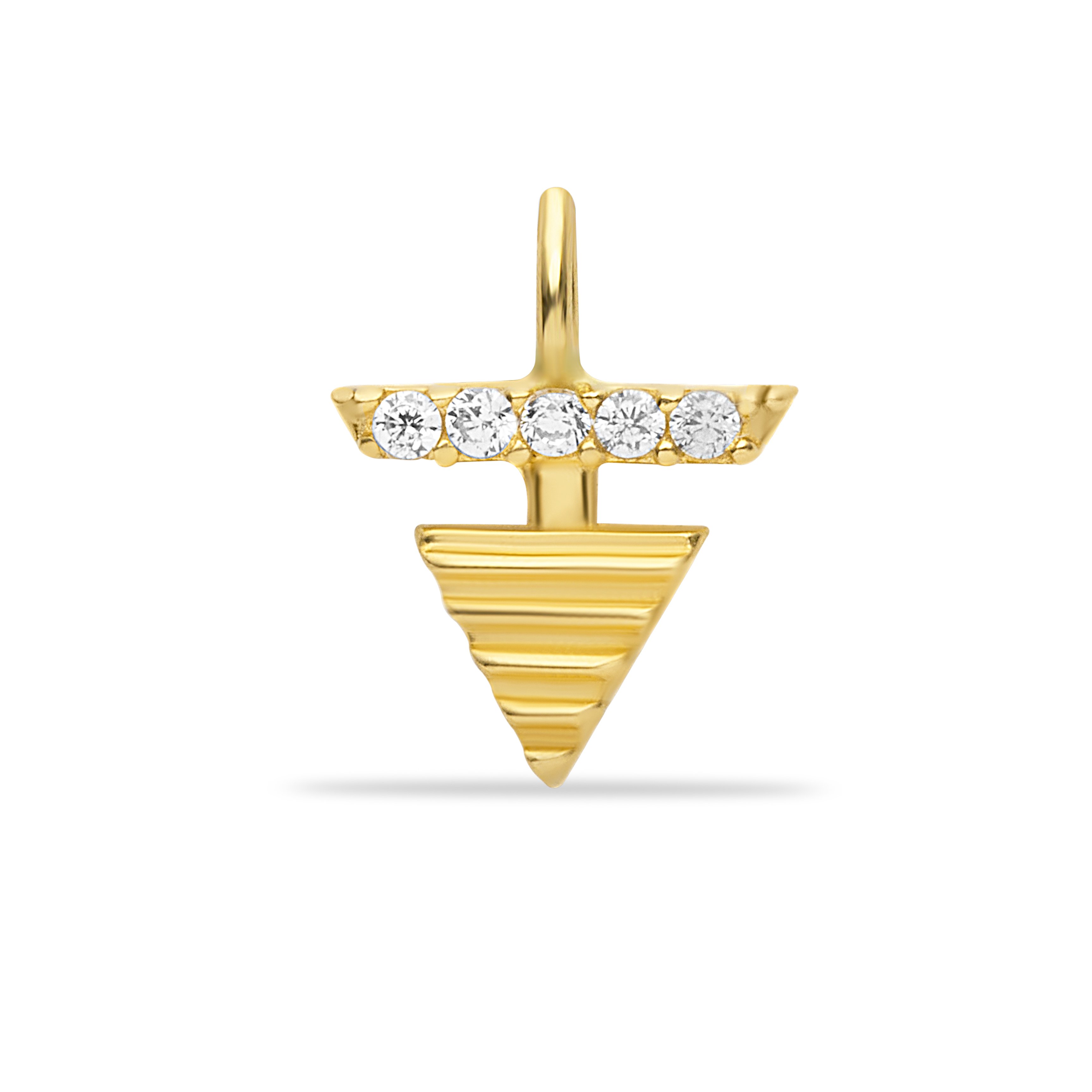 14 Carat Gold Triangle Design Stone Pendant