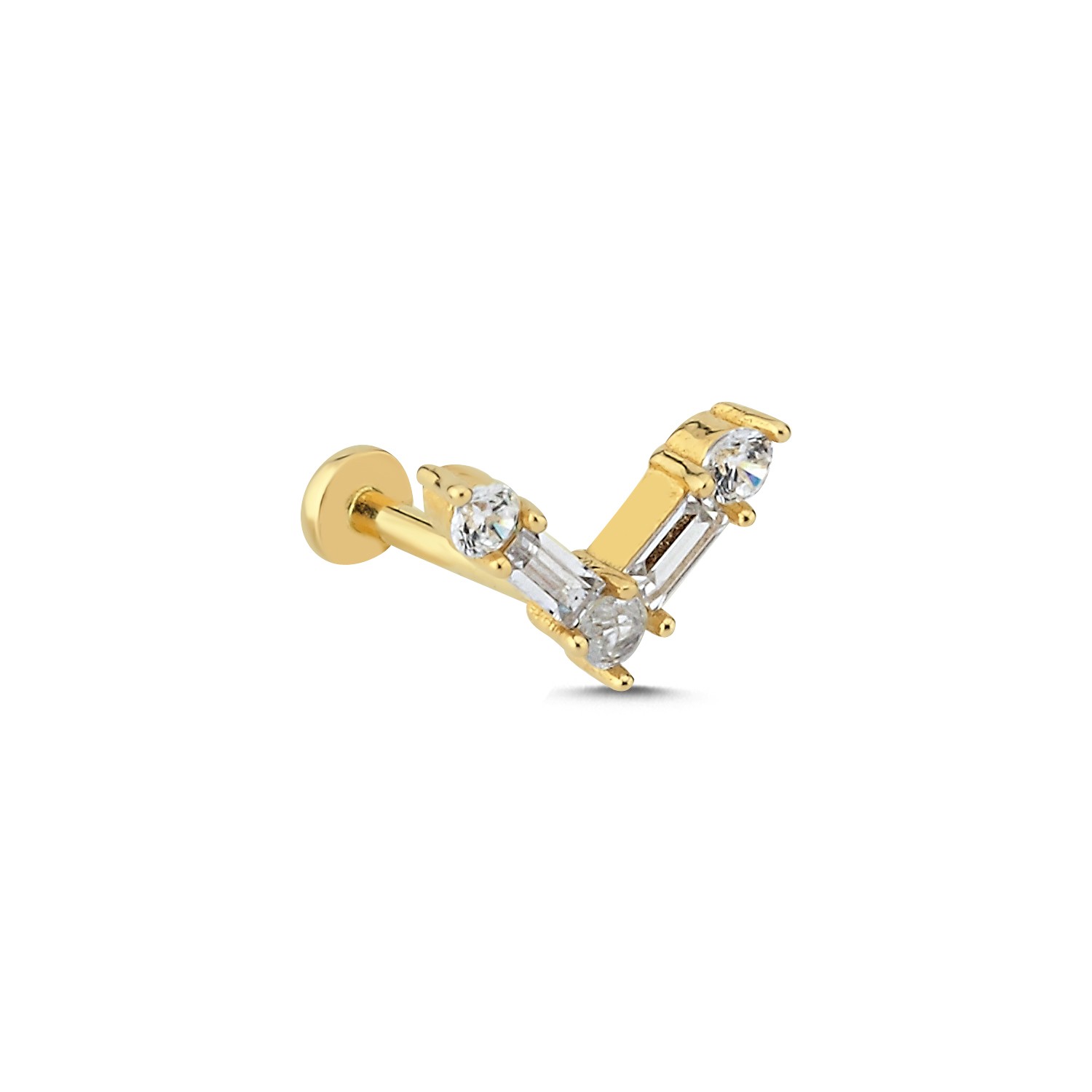 14 Carat Gold Stone V Piercing