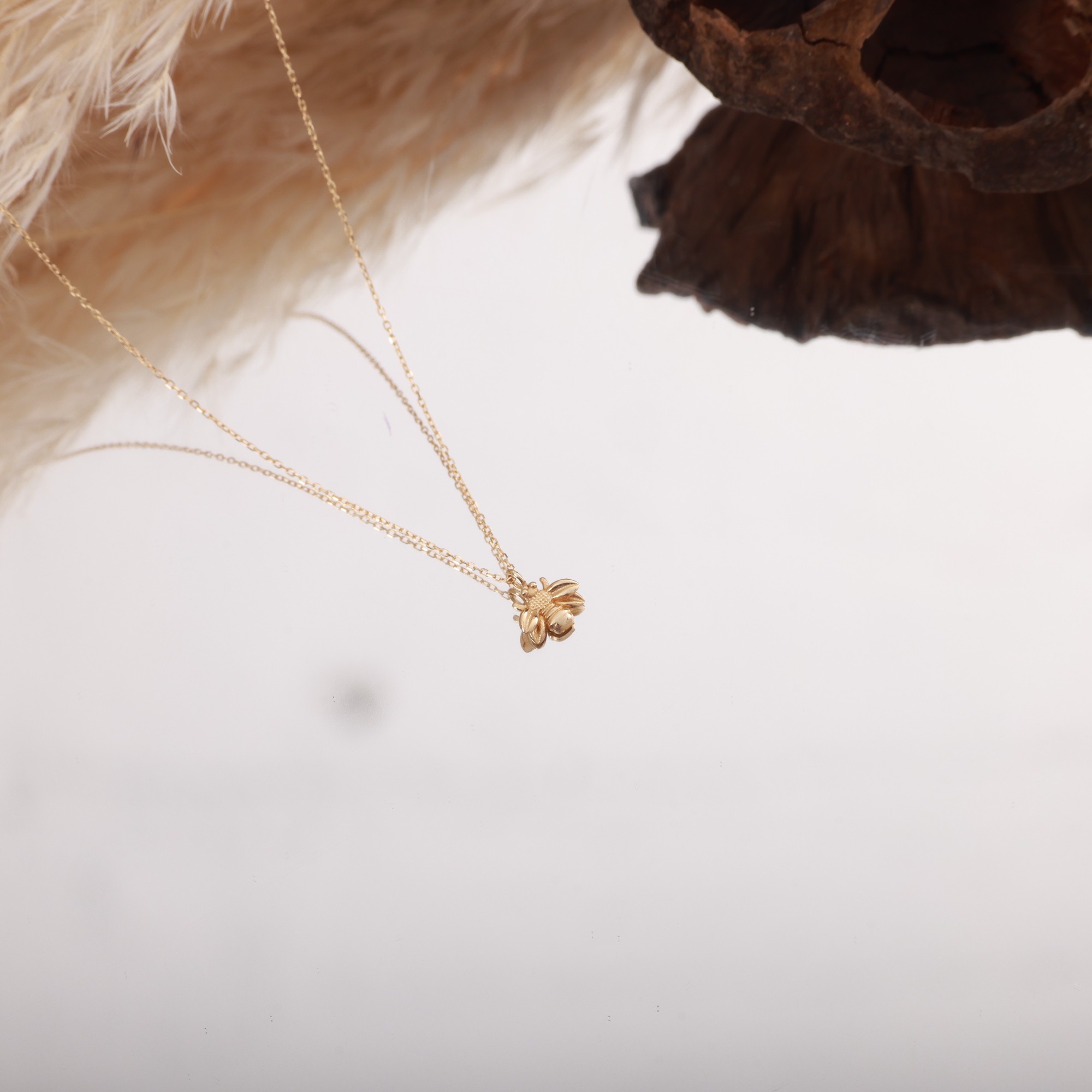 14 Carat Gold Modern Bee Necklace