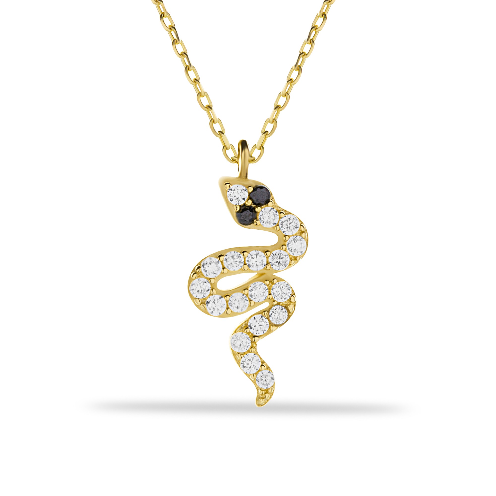 14 Carat Gold Black-Eyed Snake Necklace