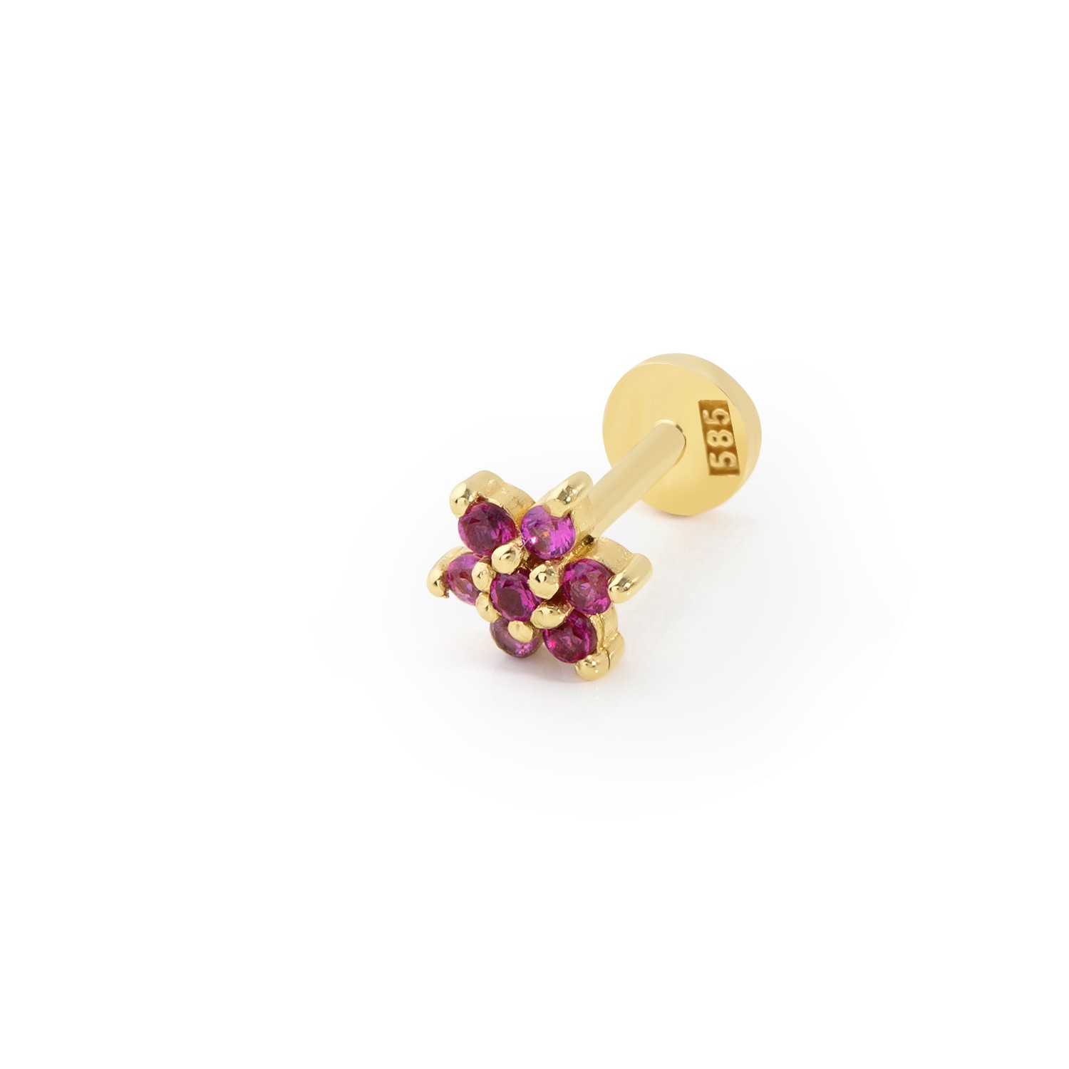 14 Carat Gold Ruby Stone Star Piercing