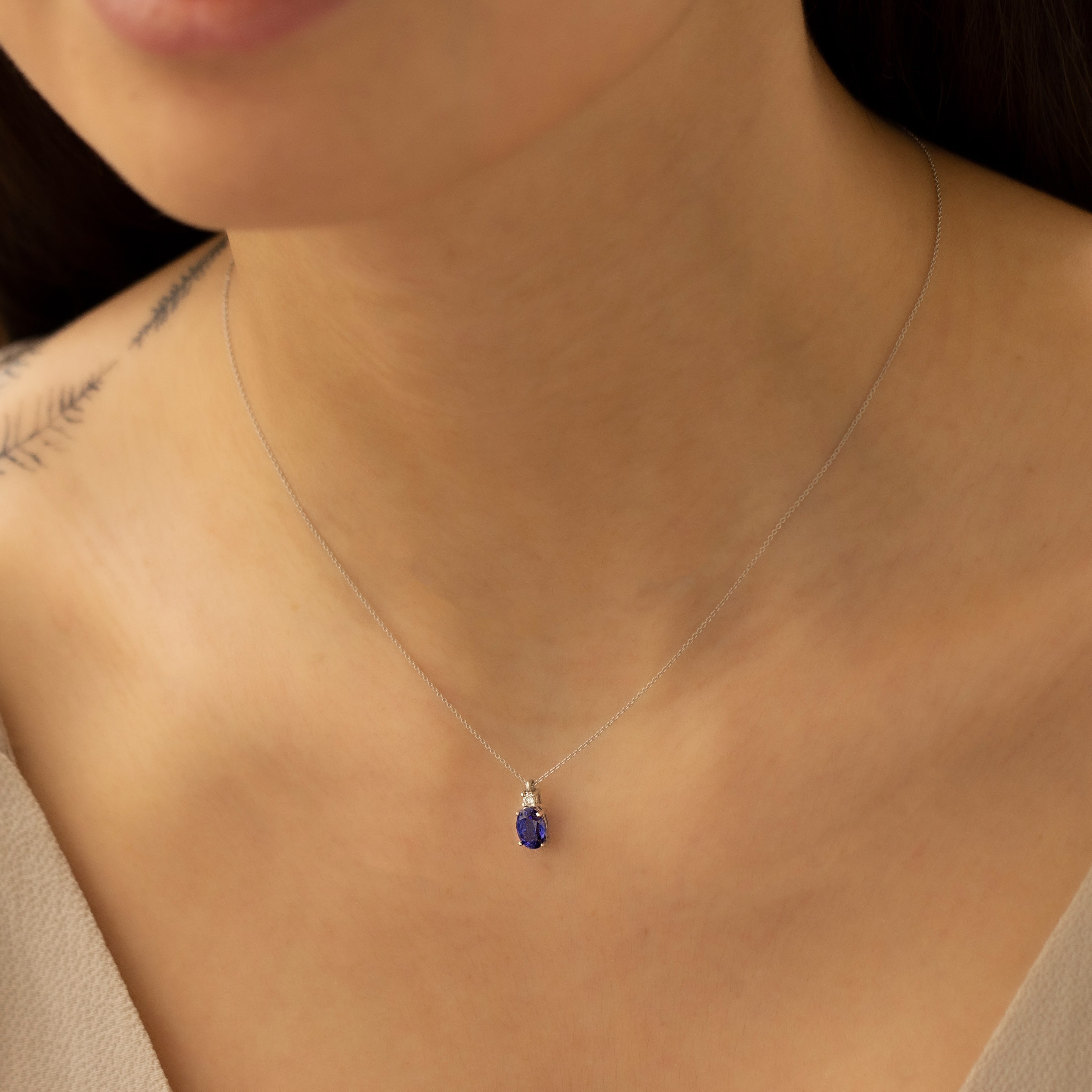 Gold Sapphire and Diamond Stone Necklace