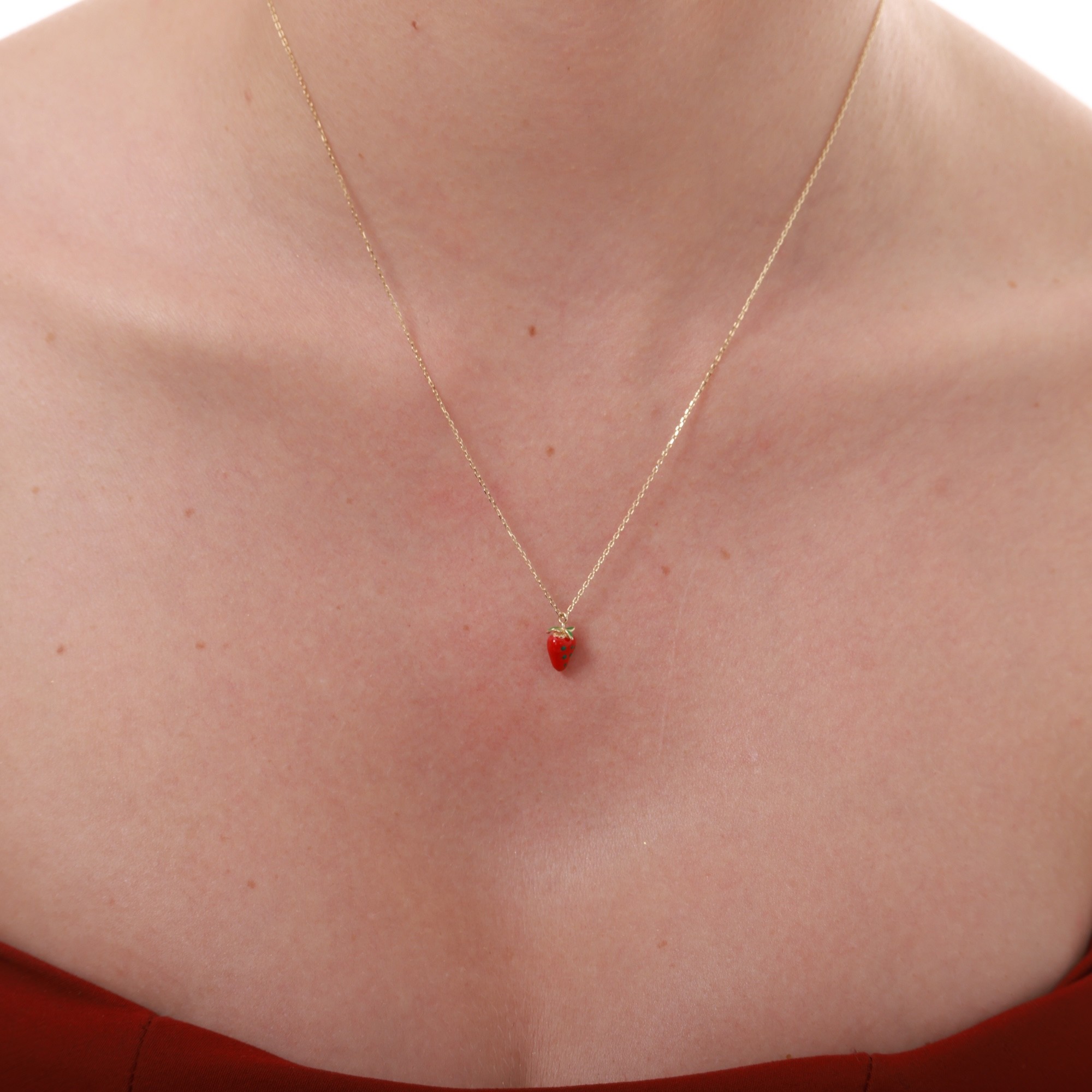 14 Carat Gold Strawberry Necklace