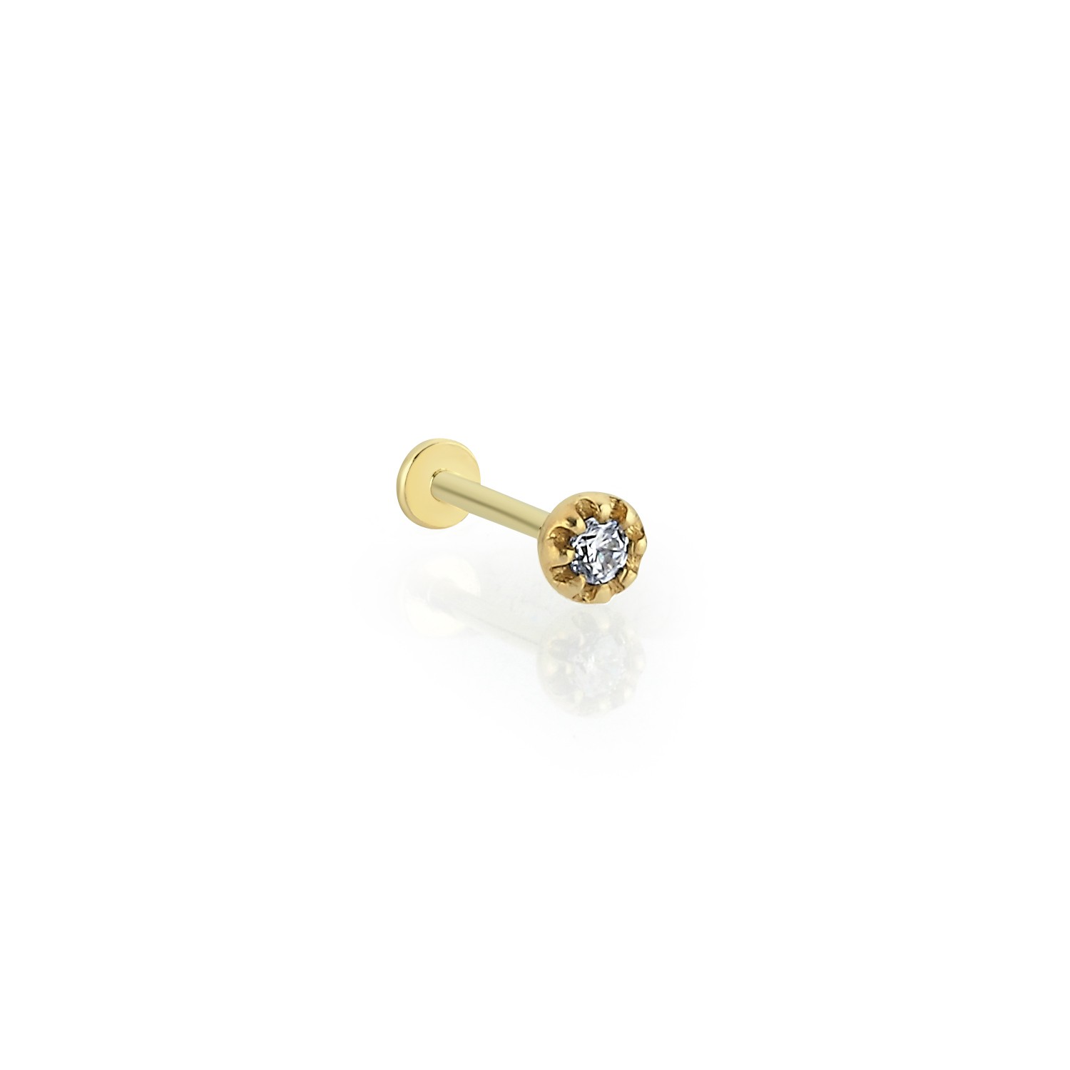 14 Carat Gold Elegant Solitaire Piercing