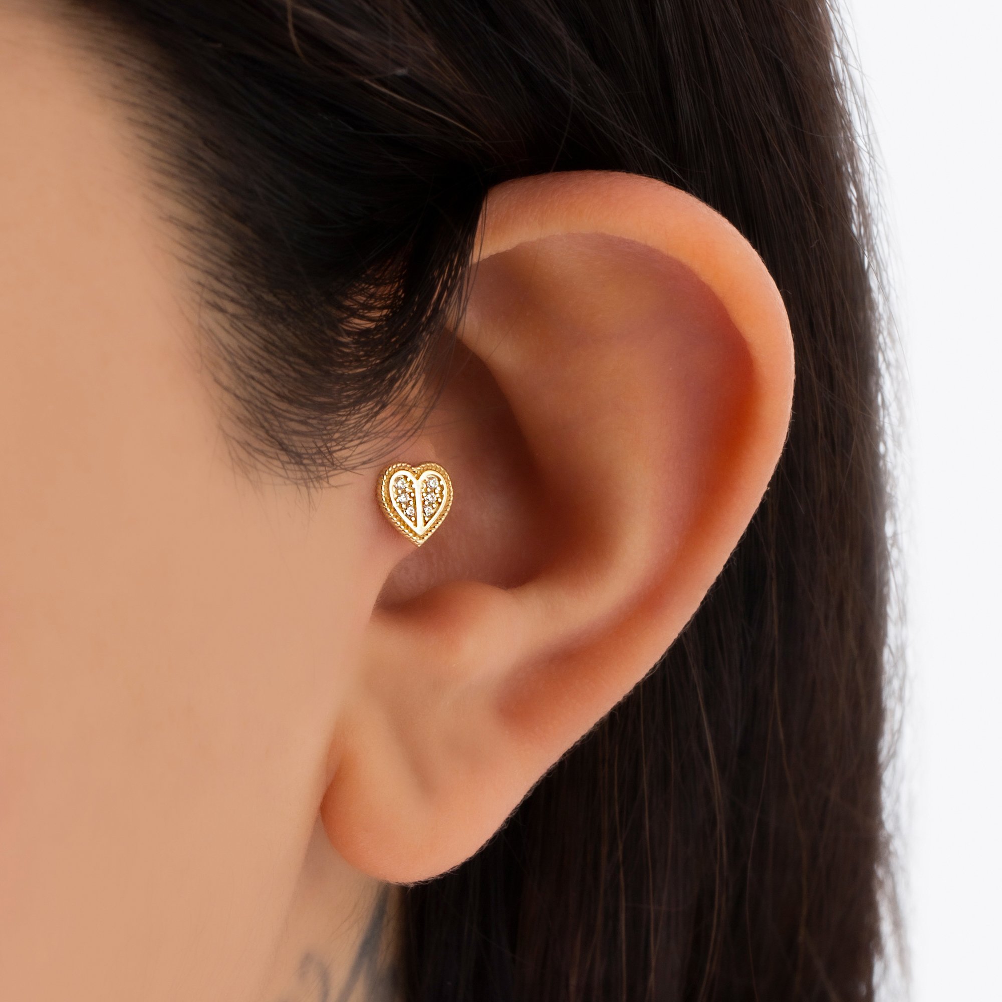 14 Carat Gold Heart Piercing