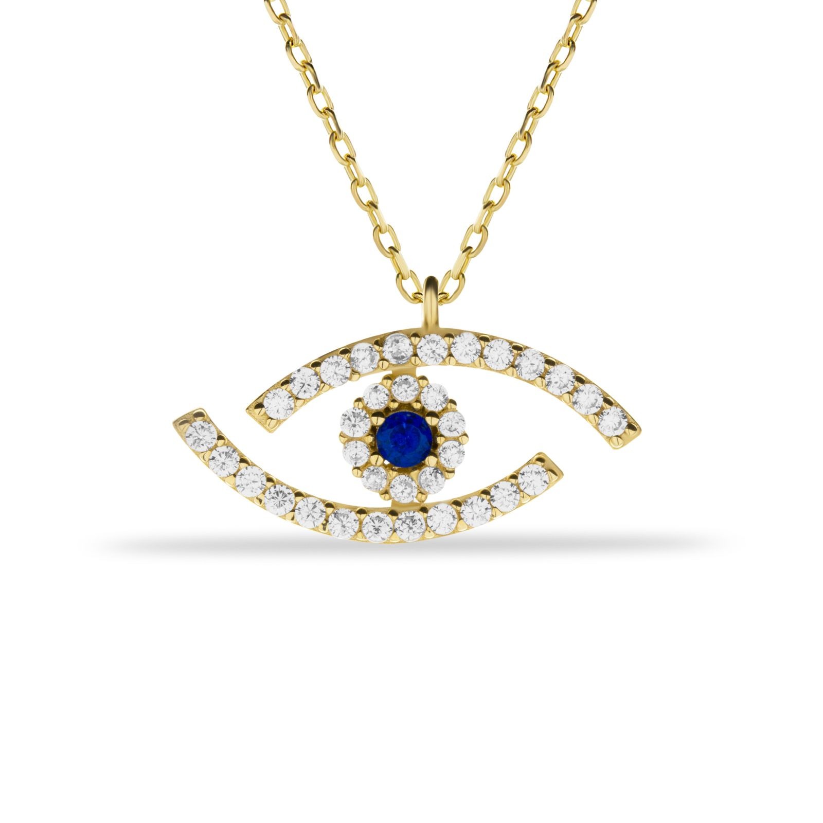 14 Carat Gold Eye Detailed Stone Necklace