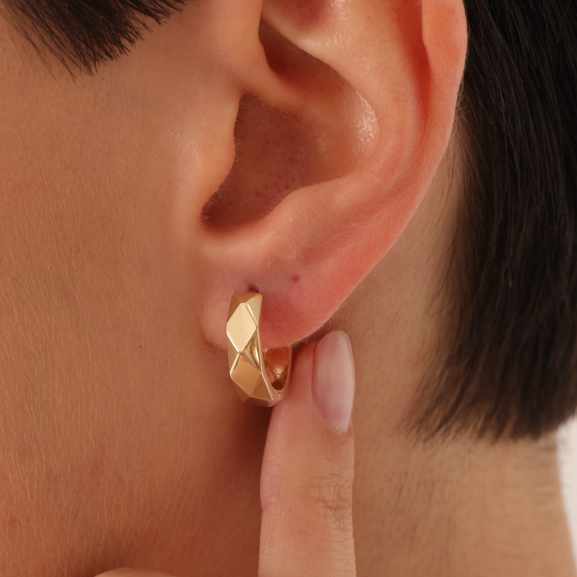 14 Carat Gold Square Hoop Earrings