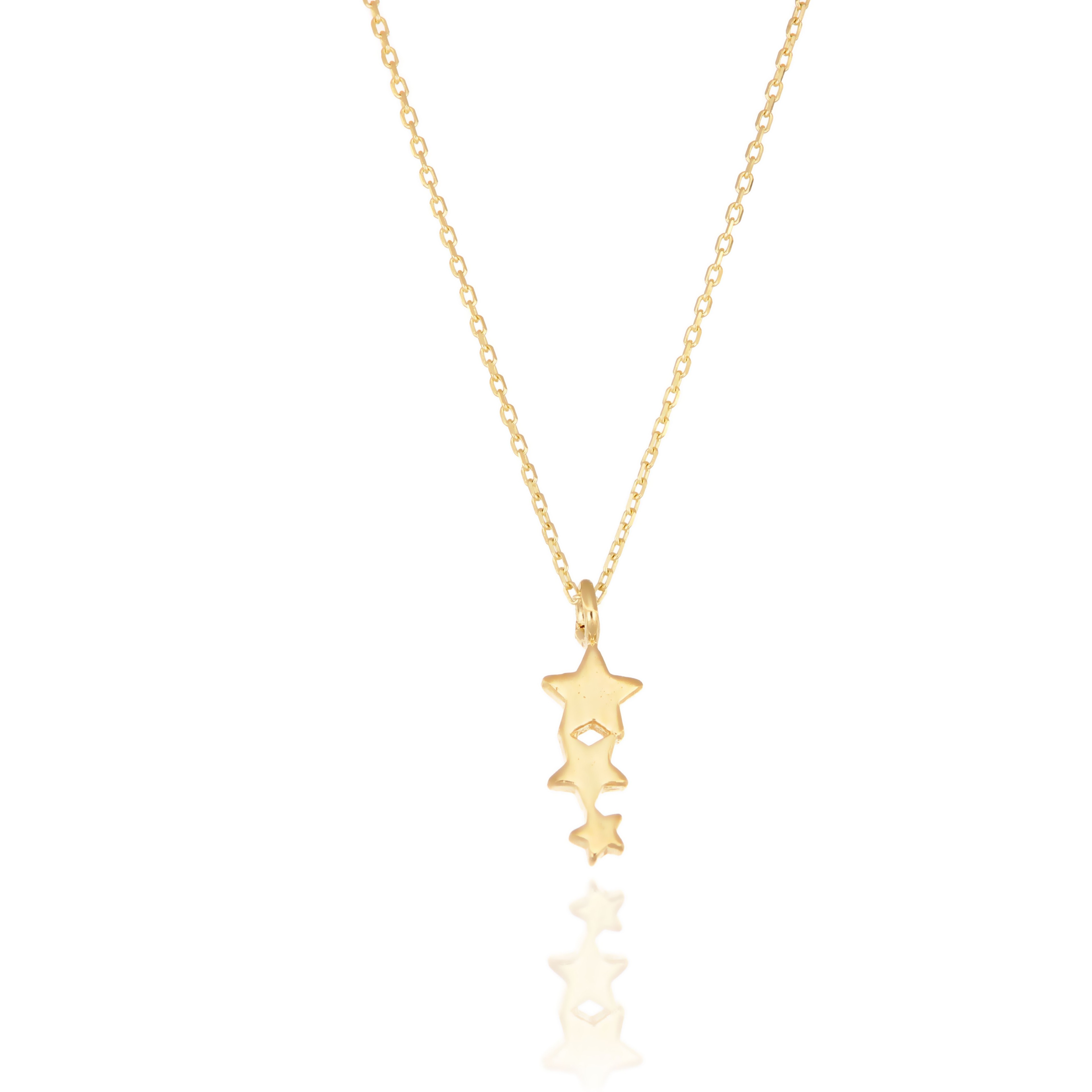 14 Carat Gold 3 Star Row Pendant