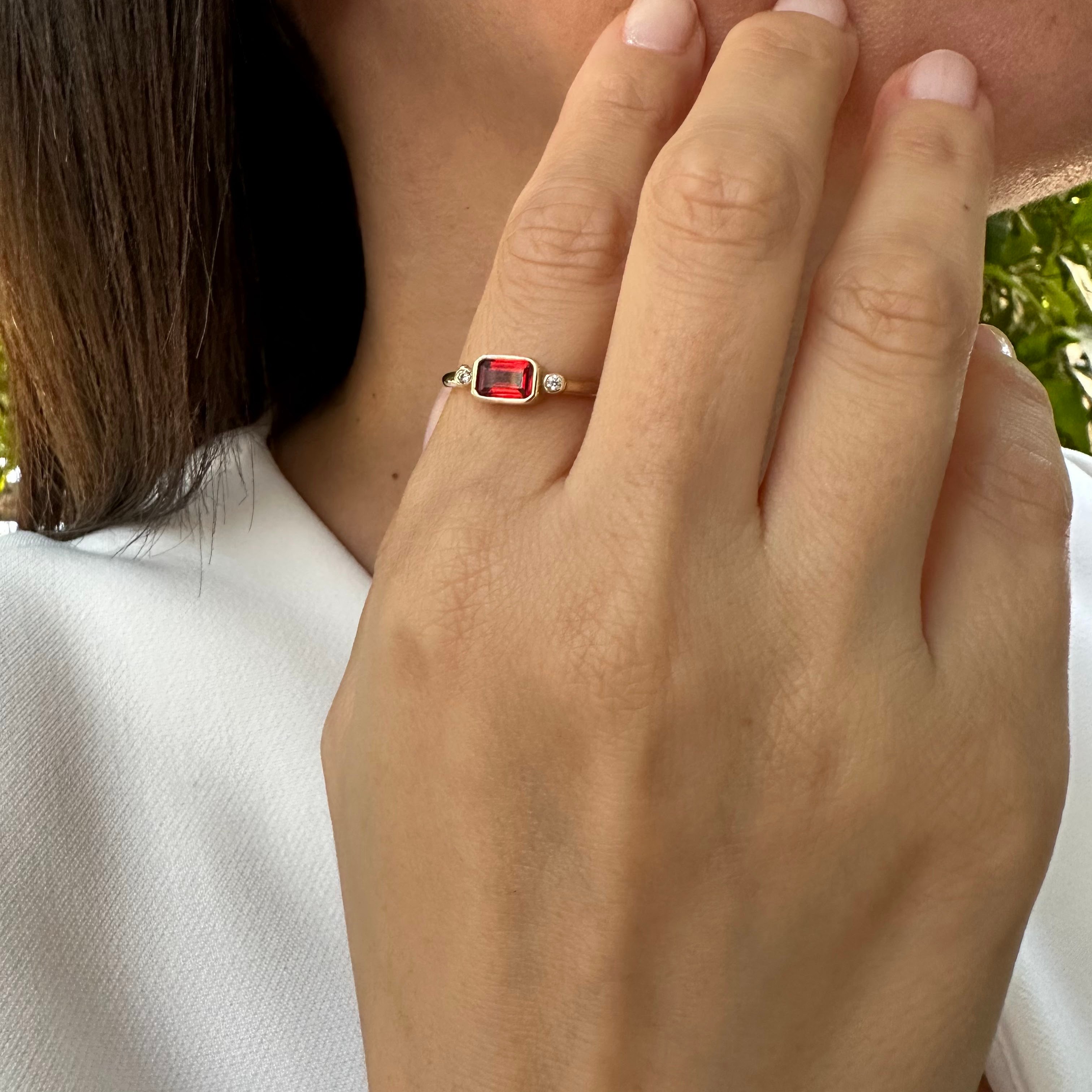 14 Carat Gold Big Ruby Stone Ring