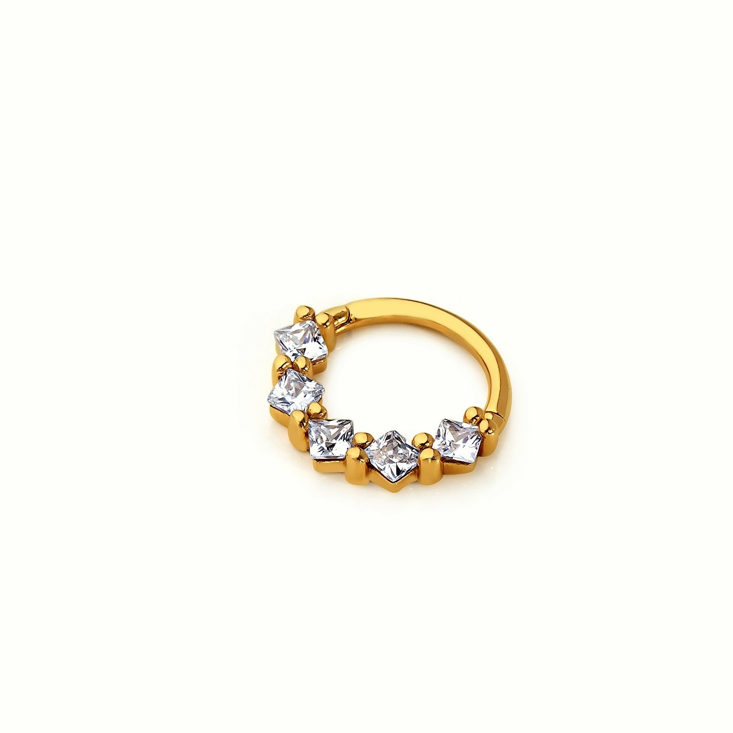 14 Carat Gold 5 Zircon Stone Helix Piercing