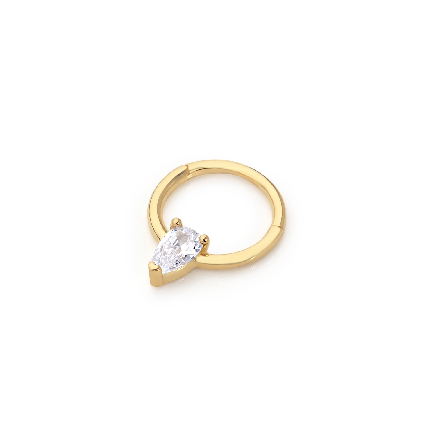14 Carat Gold Minimal Single Drop Stone Helix Piercing