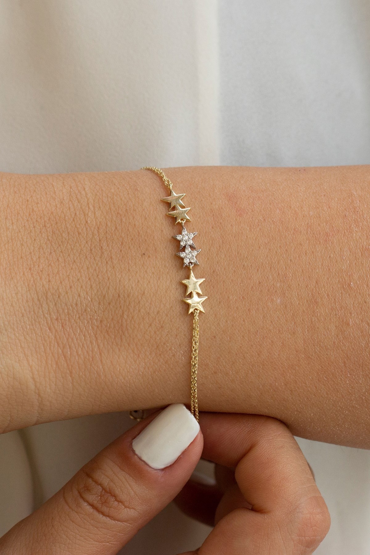 14 Carat Gold Stone Star Bracelet