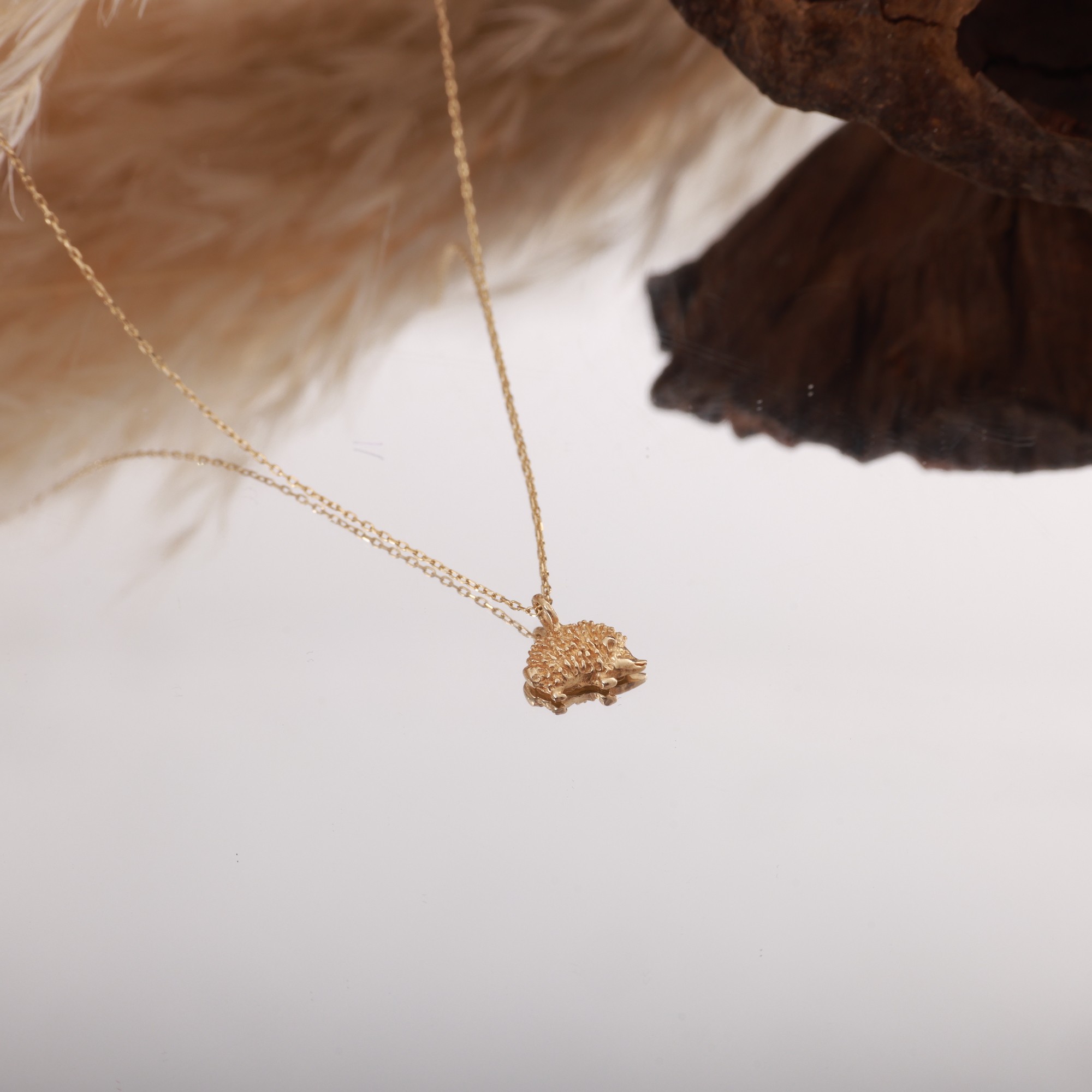 14 Carat Gold Hedgehog Necklace