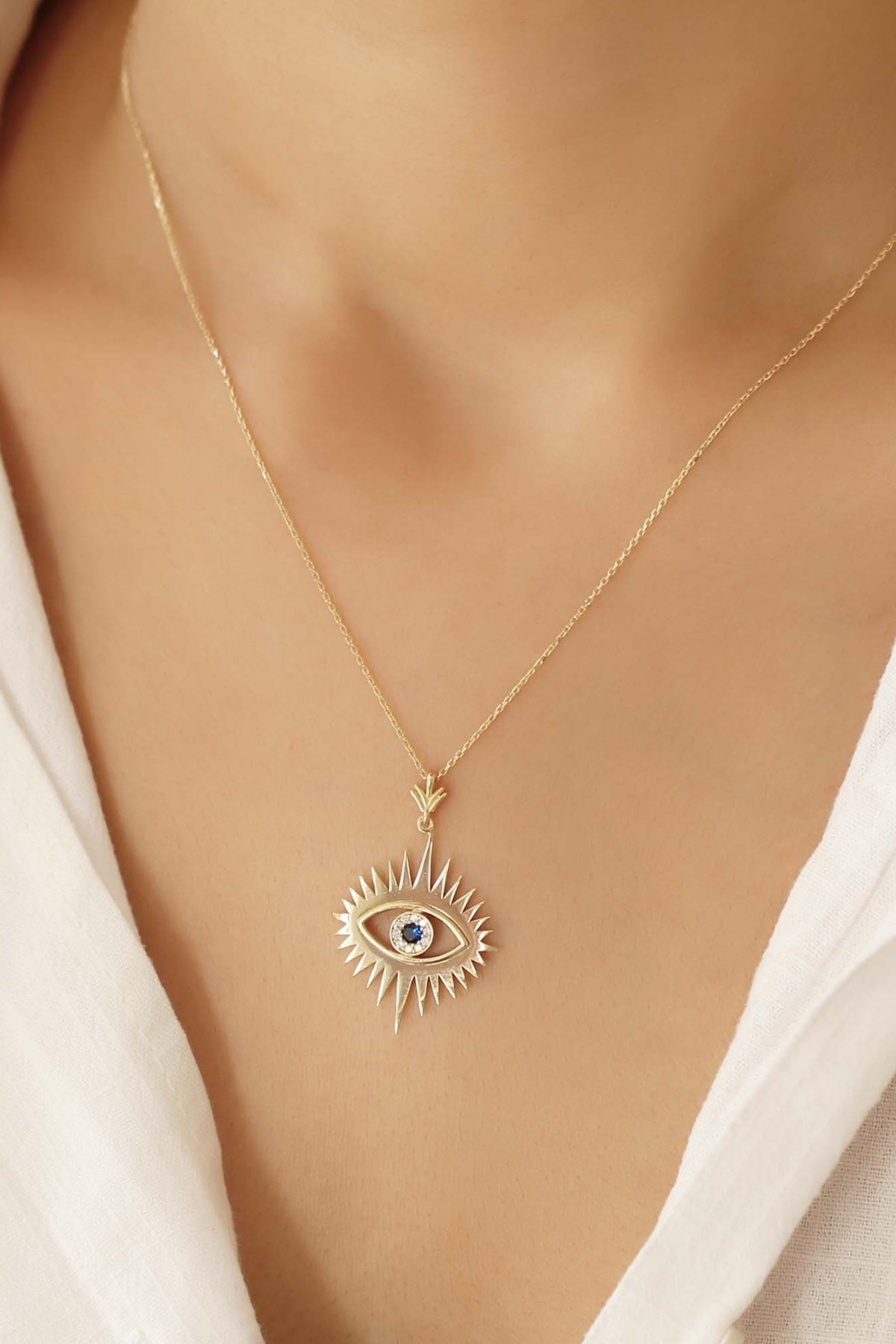 Minaliva 14 Carat Gold New Design Eye Necklace