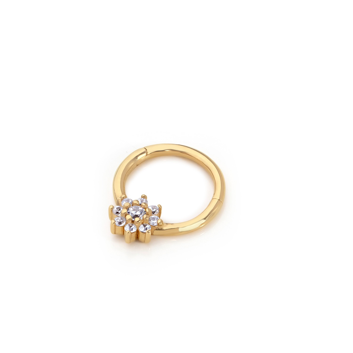 14 Carat Gold Zircon Stone Flower Piercing