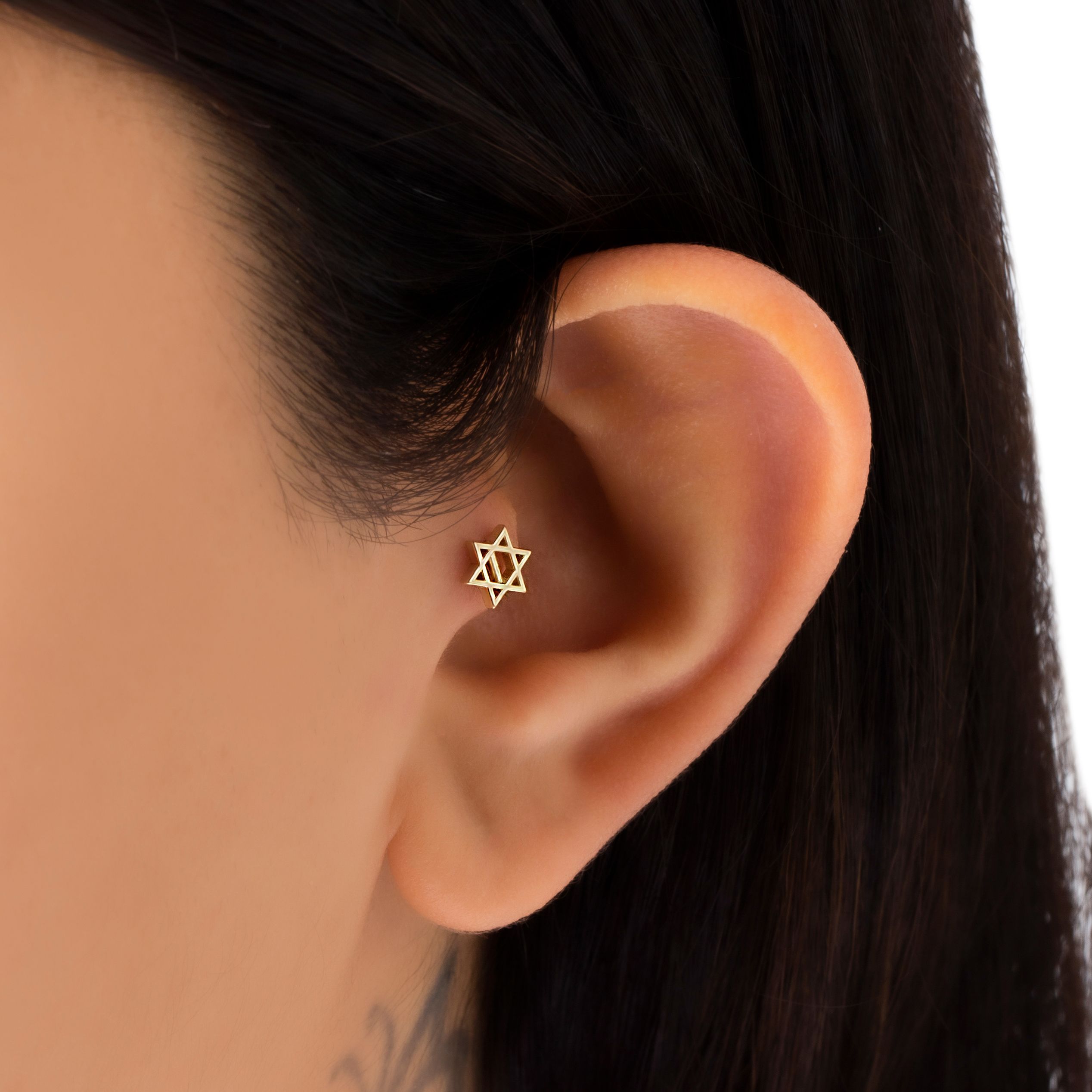 14 Carat Gold Star of David Piercing