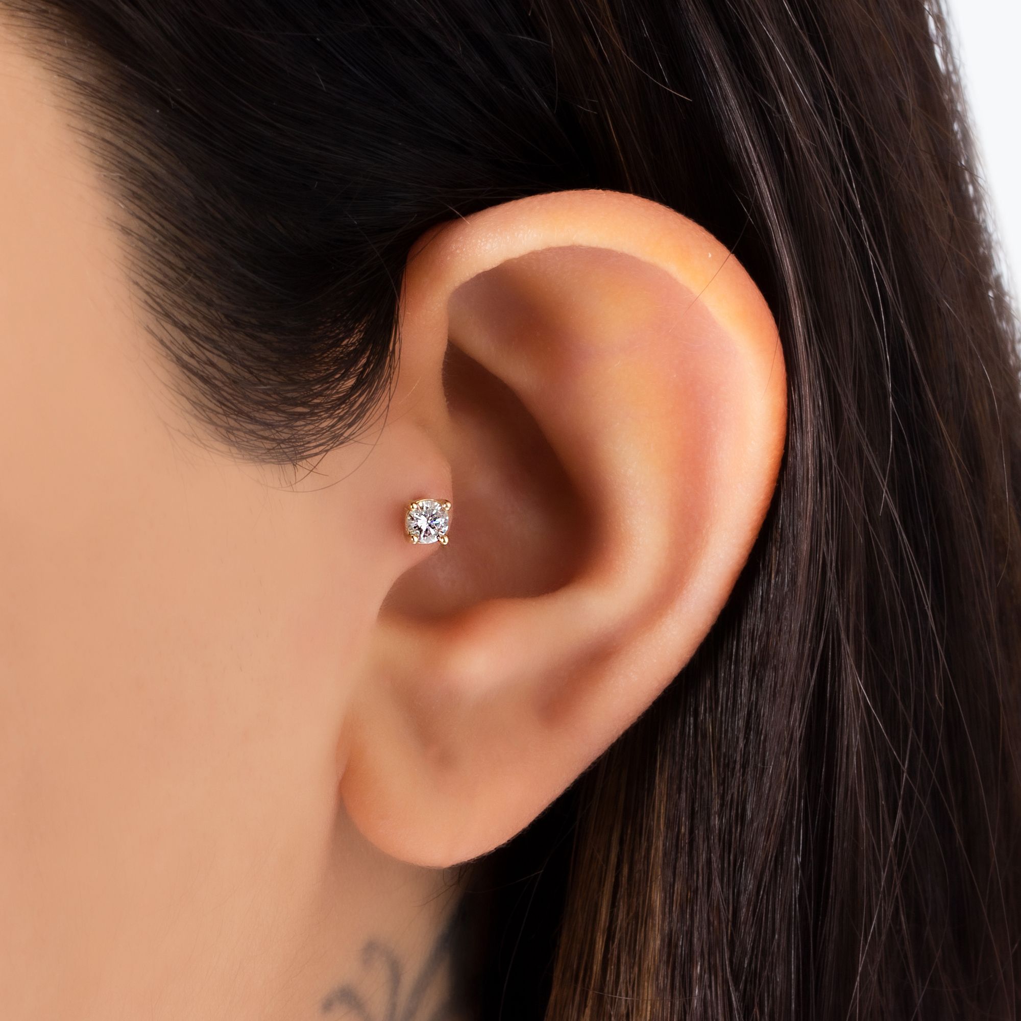 14 Carat Gold Single Stone Large Piercing