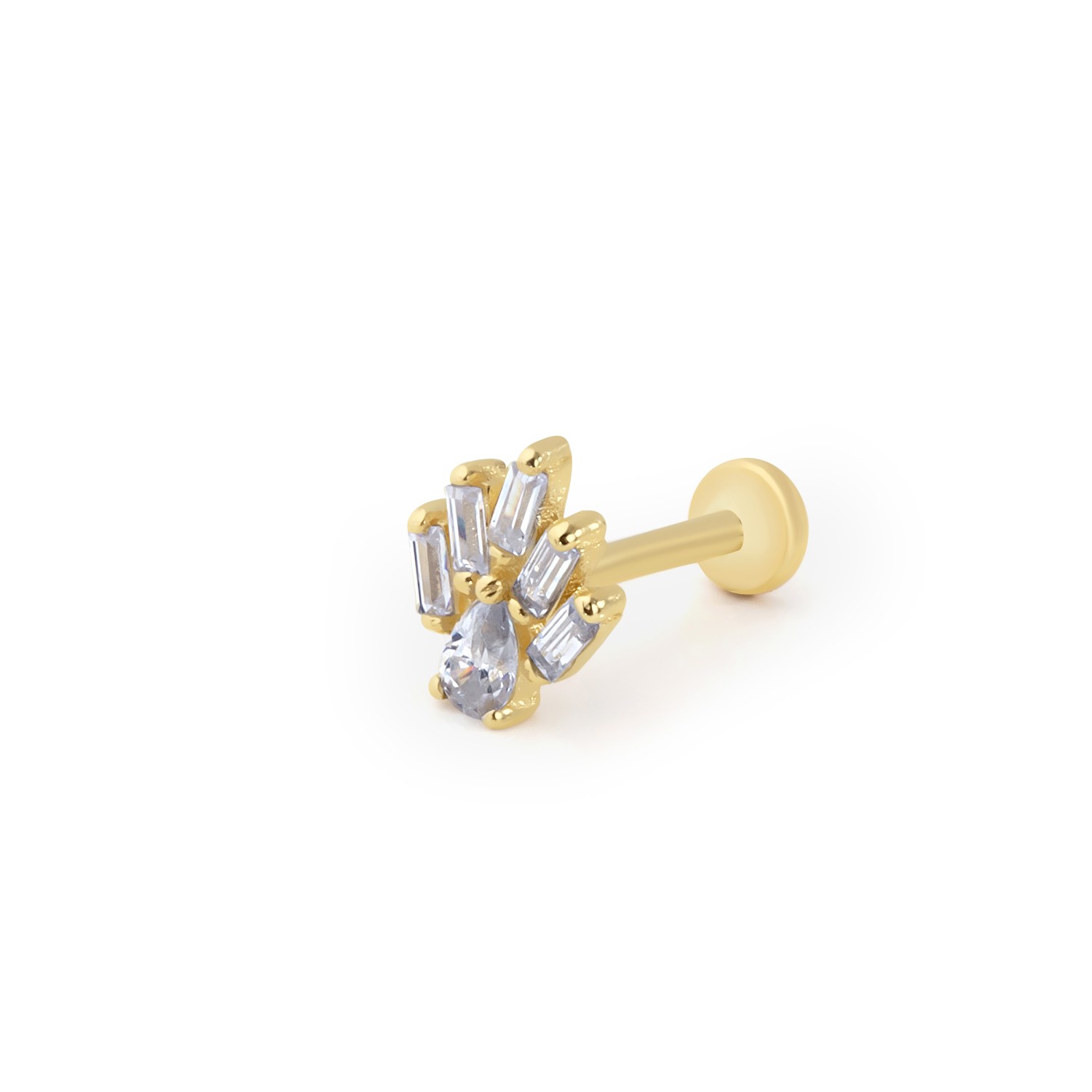 14 Carat Gold Stone Paw Piercing