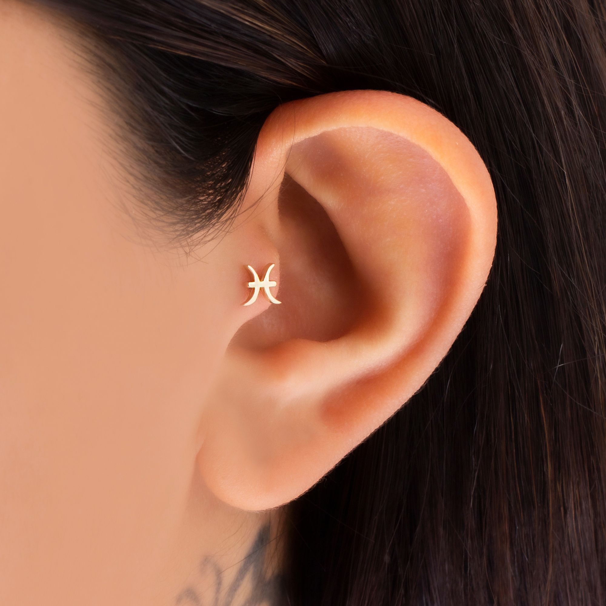 14 Carat Gold Pisces Piercing