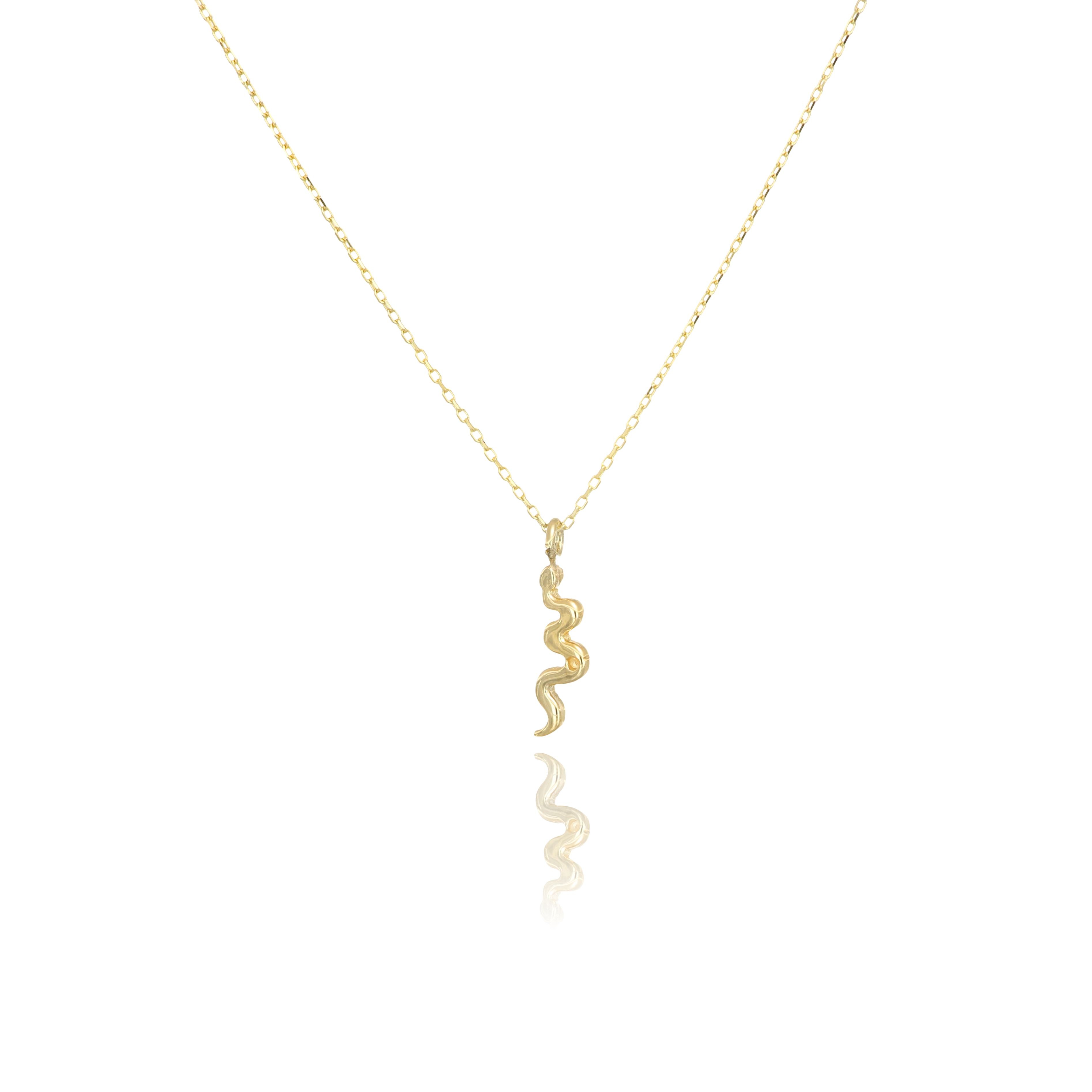 14 Carat Gold Curved Minimal Snake Pendant