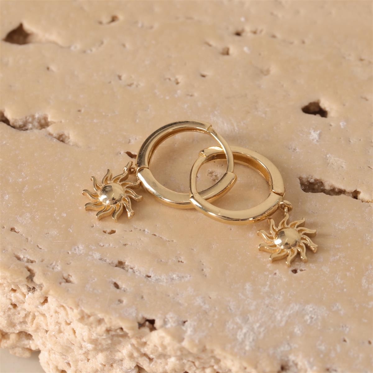 Gold Sun Hoop Earrings