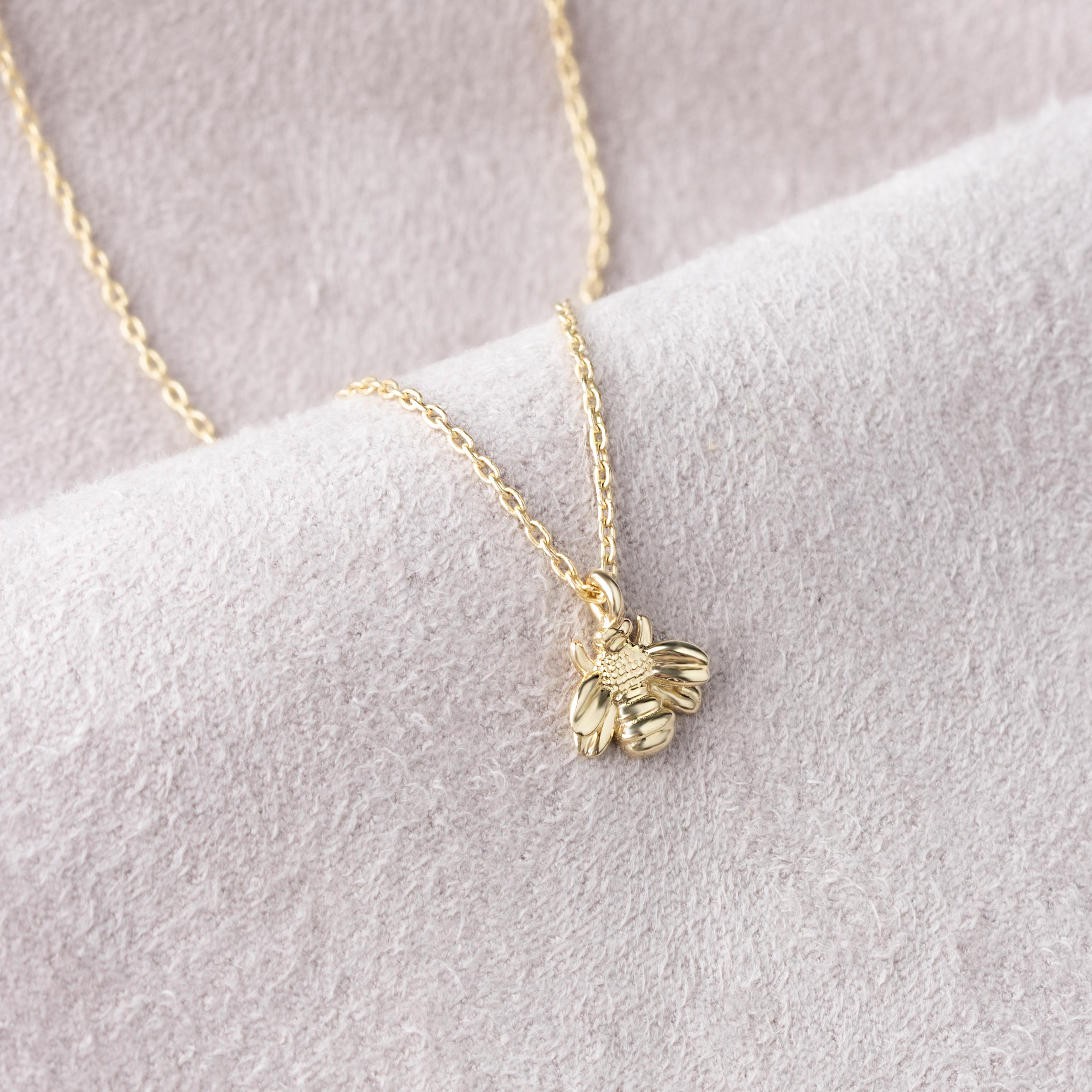 14 Carat Gold Modern Bee Necklace