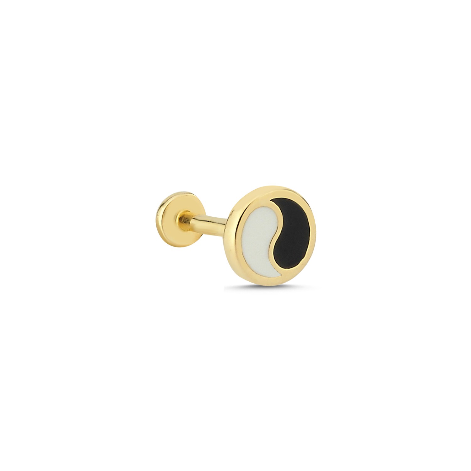 14 Carat Gold Yin Yang Enameled Piercing