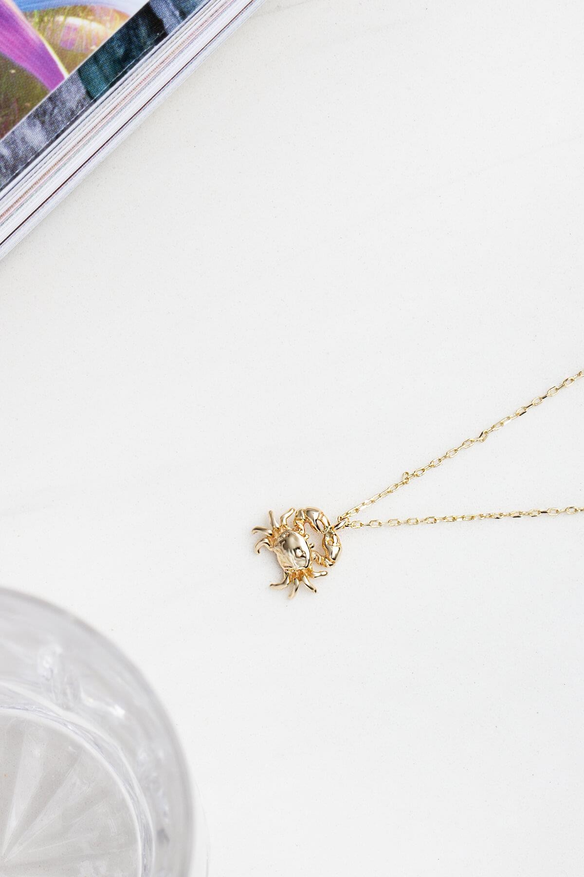 14 Carat Yellow Gold Crab Necklace