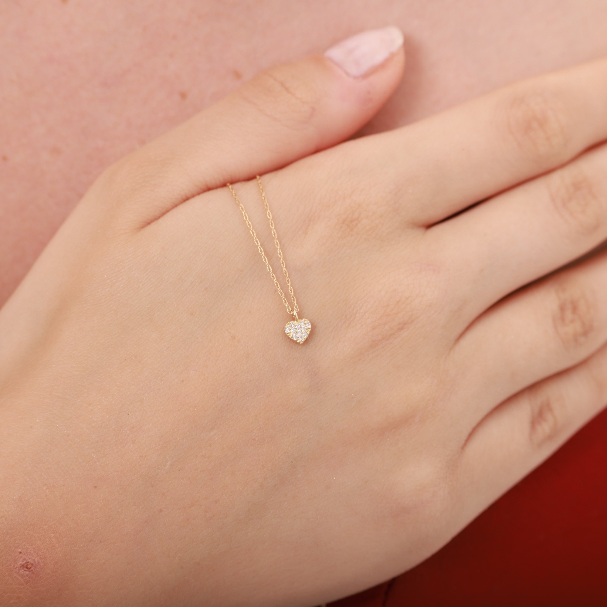 14 Carat Gold Mini Stone Heart Necklace