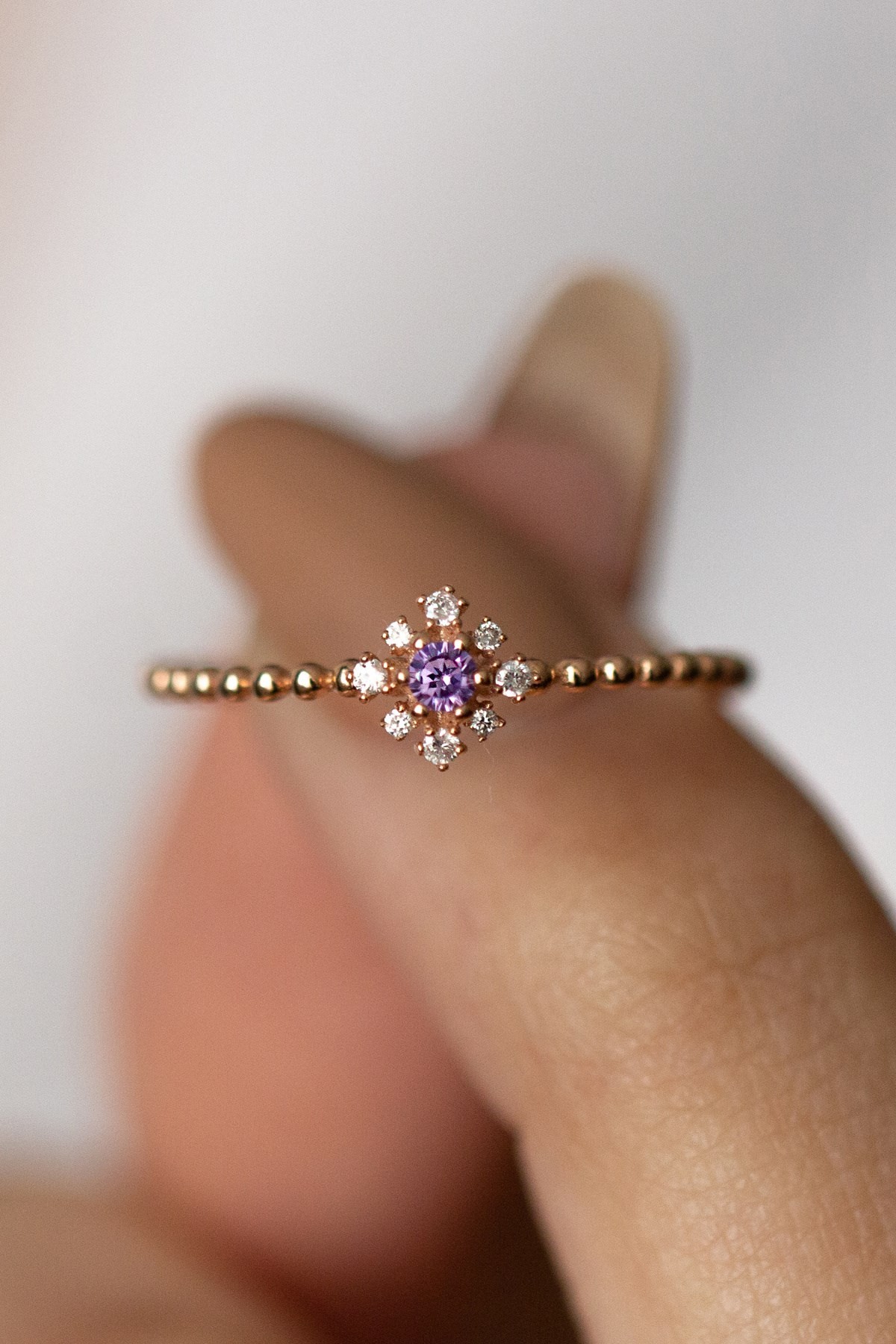 14 Carat Rose Gold Diamond Star Ring 0.07ct G Color Vs Clarity