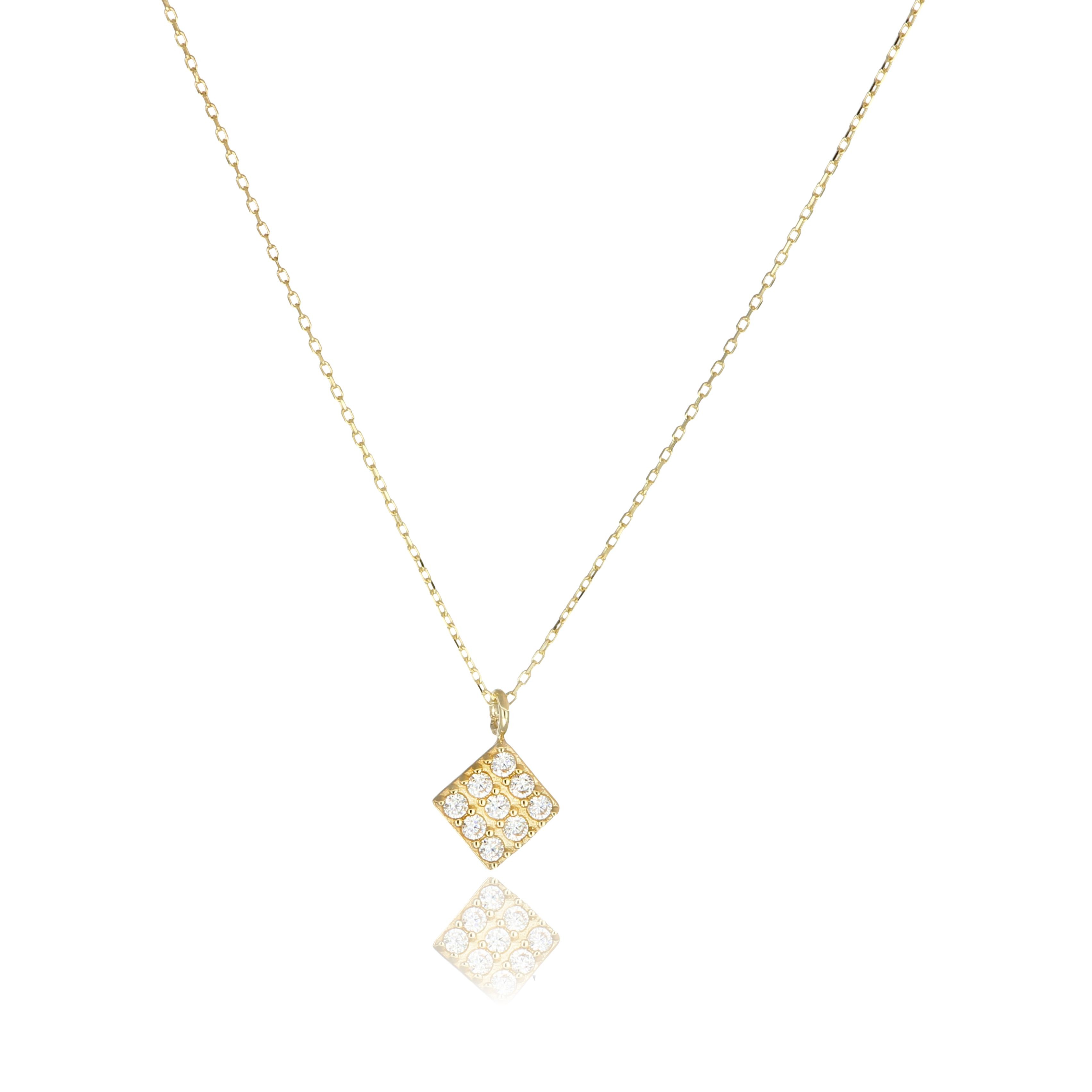 14 Carat Gold Stone Square Pendant