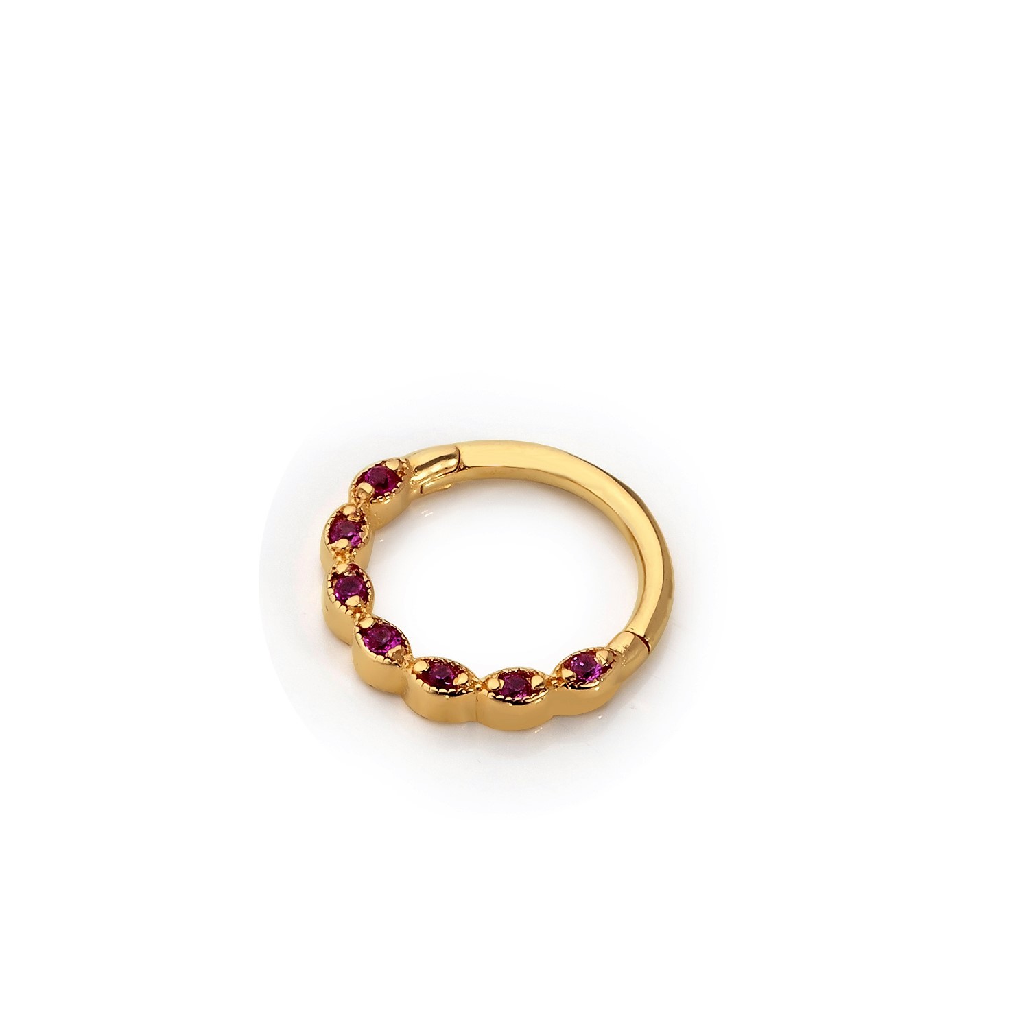 14 Carat Gold 8 Stone Ruby Helix Piercing