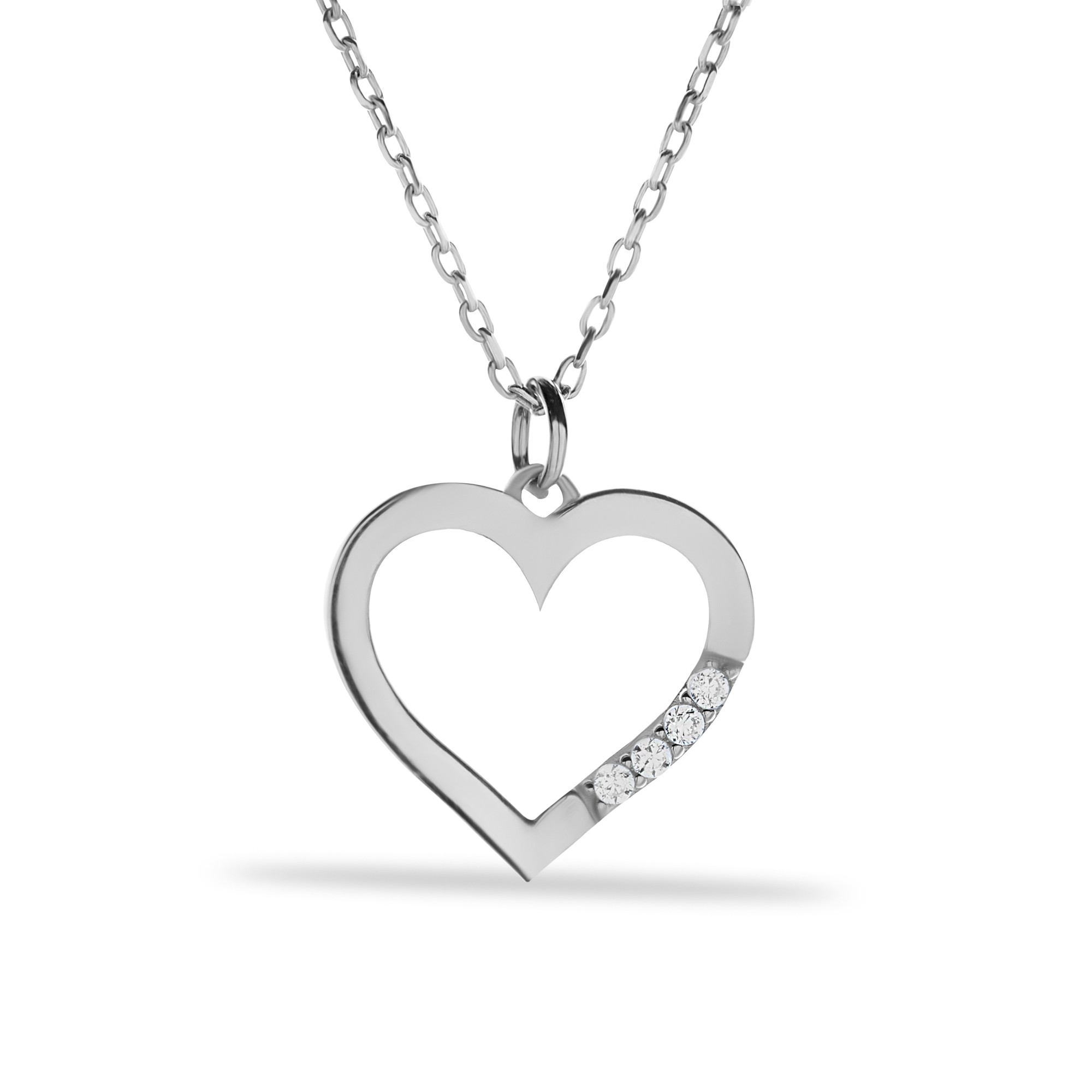 14 Carat Gold Minimal Stone Heart Necklace