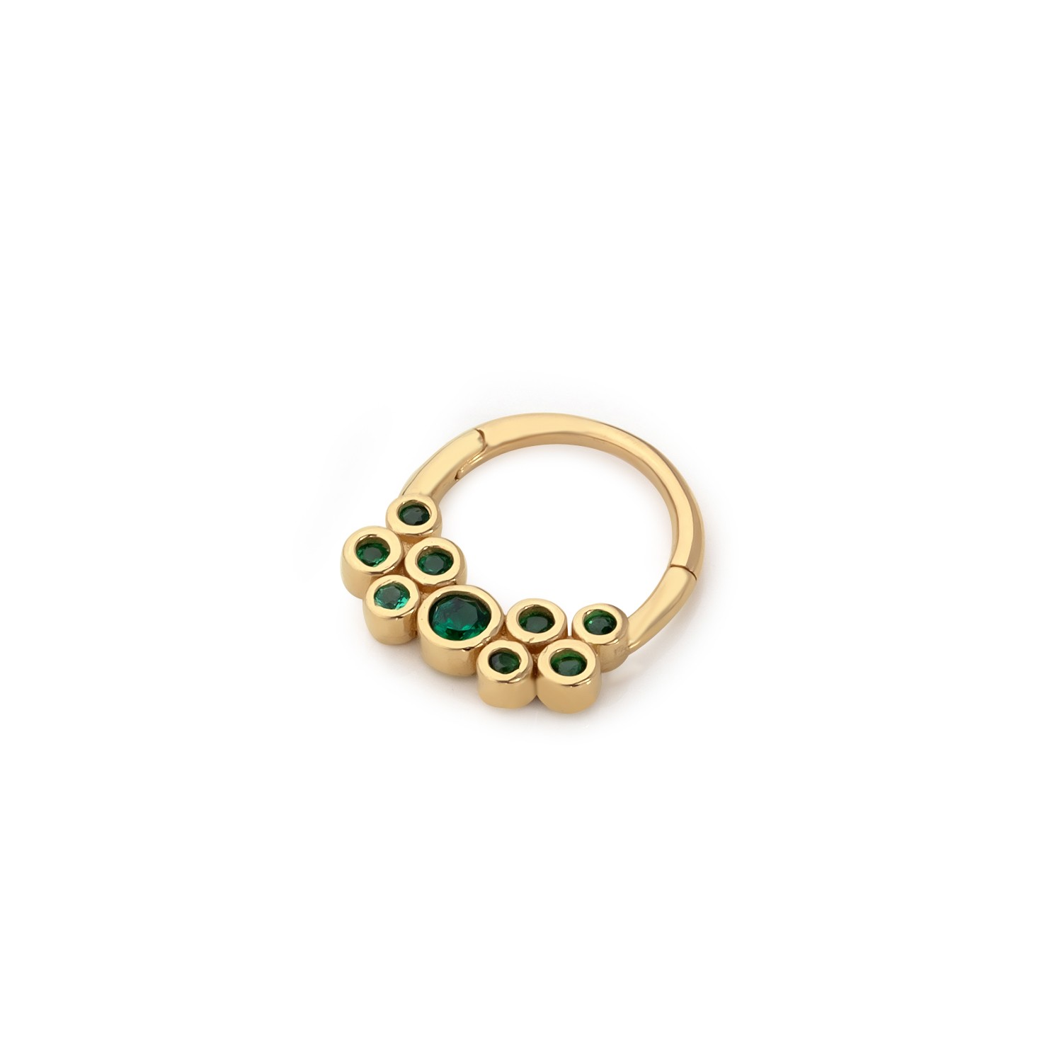 14 Carat Gold Emerald Stone Bubble Helix Piercing