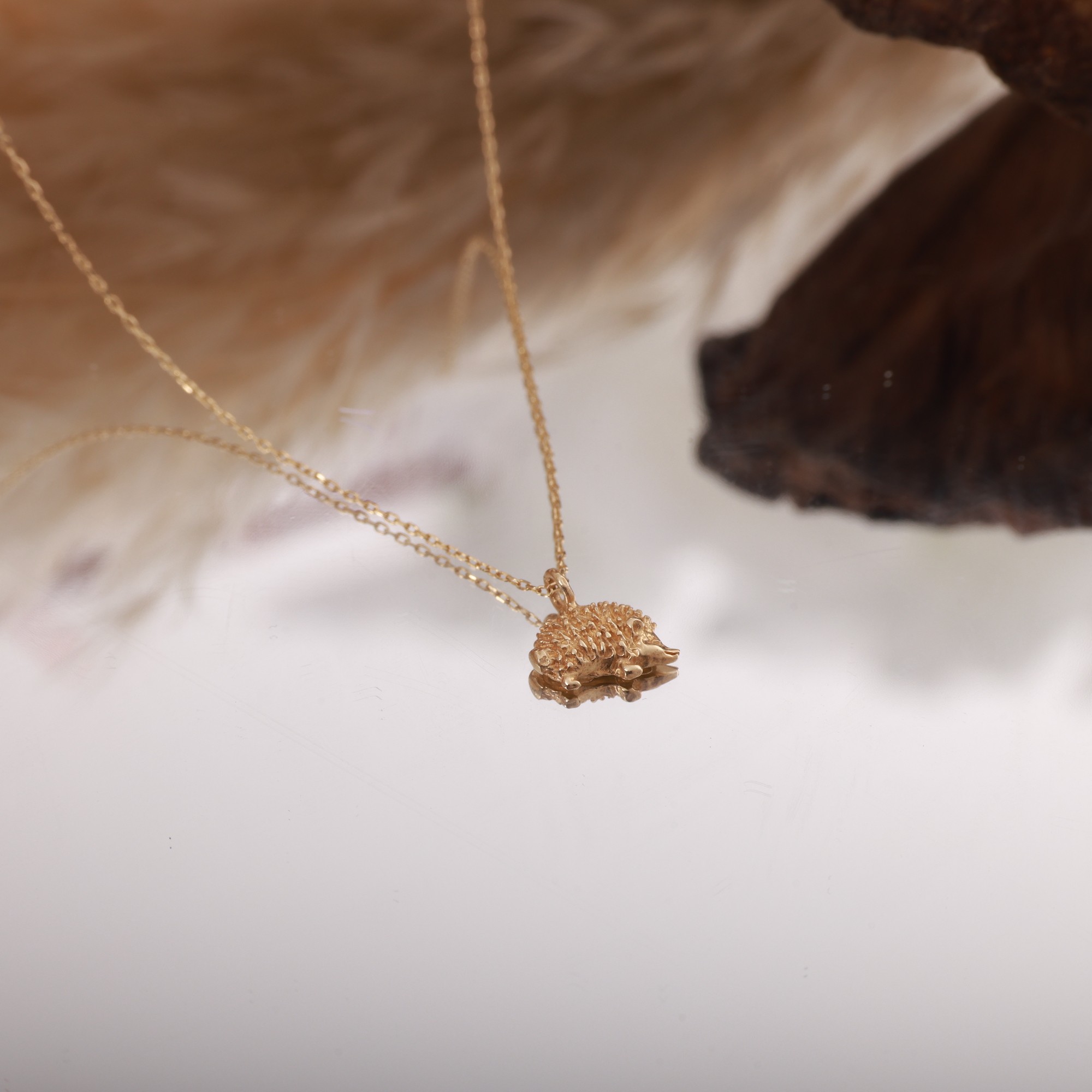 14 Carat Gold Hedgehog Necklace