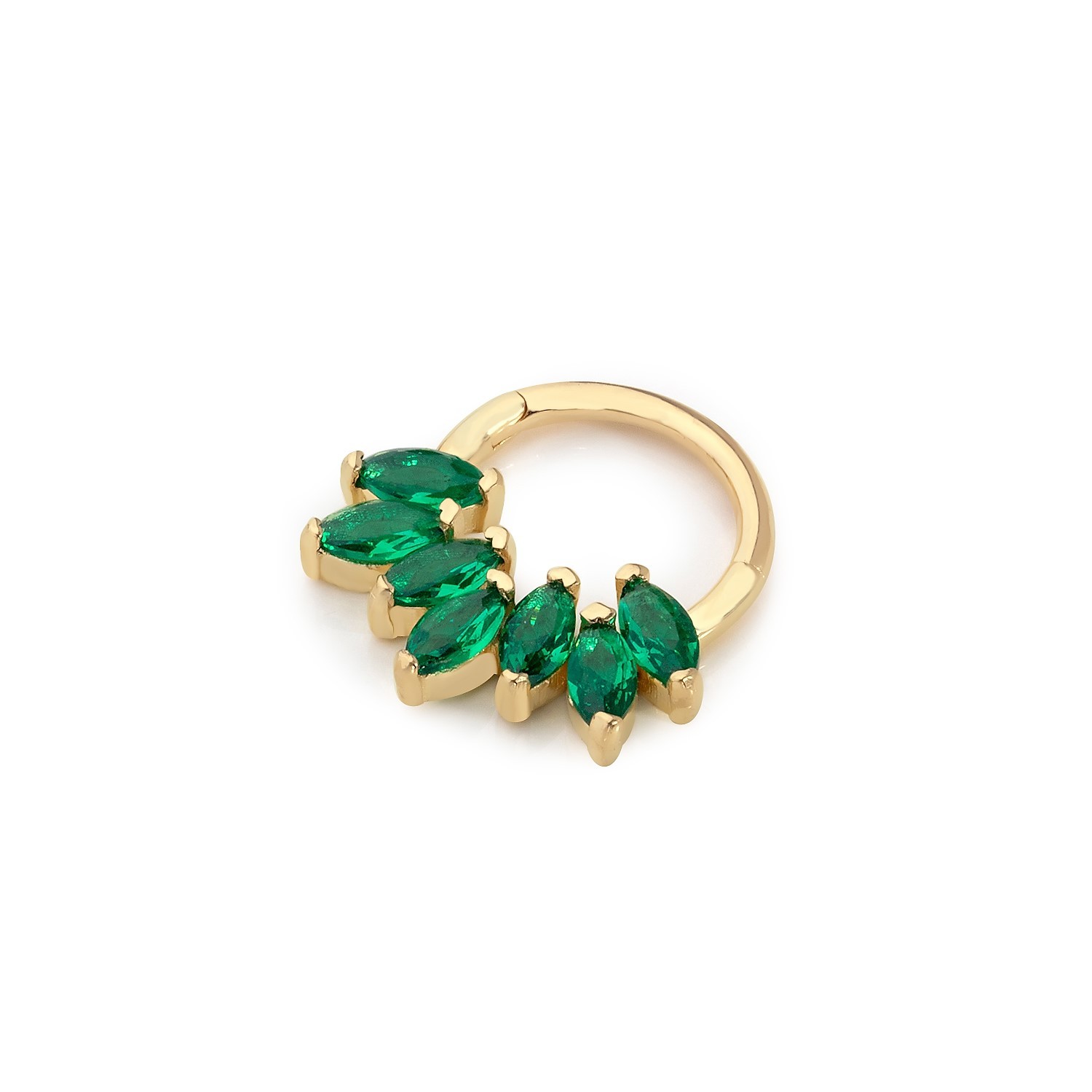 14 Carat Gold Emerald Marquise Stone Design Helix Piercing