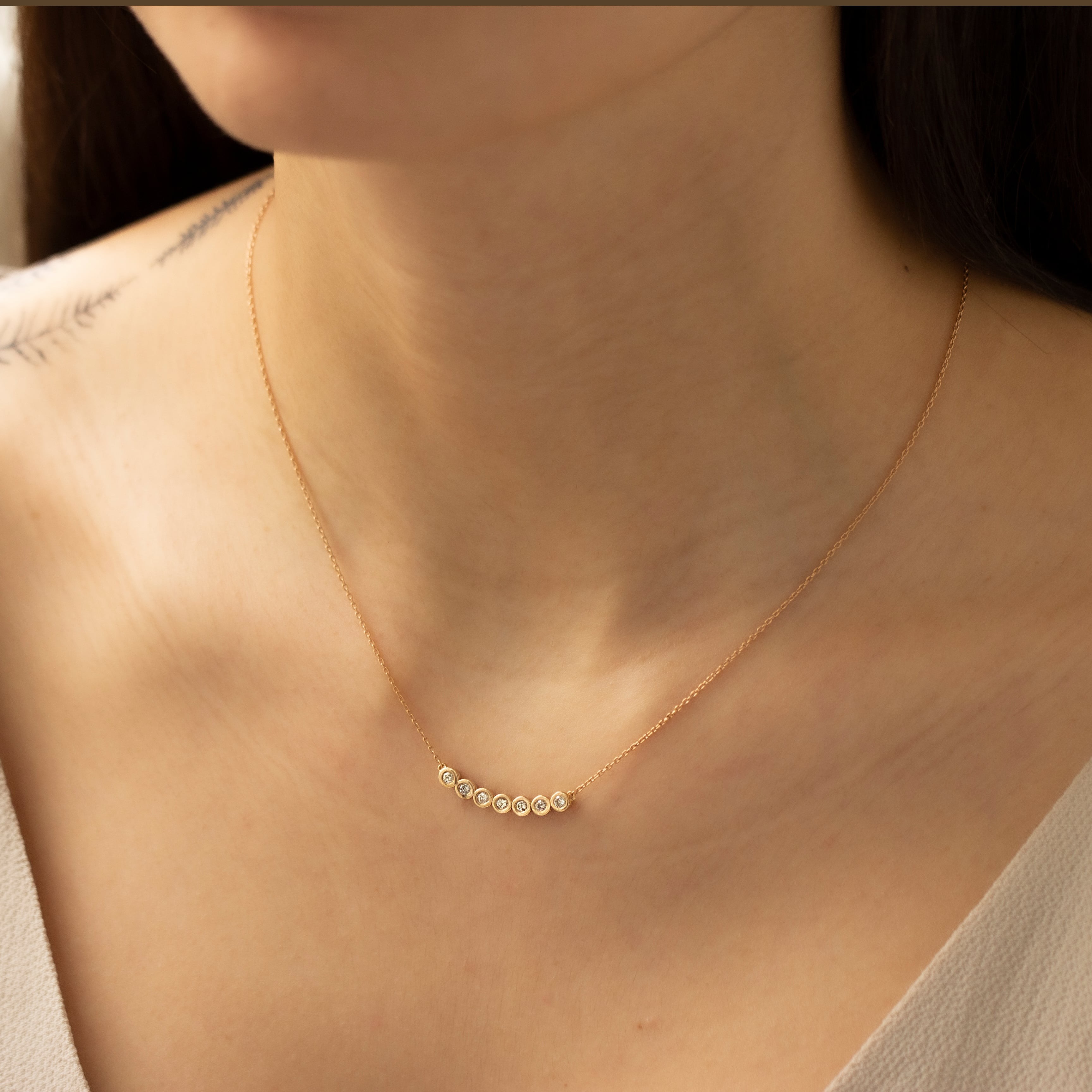 Gold Diamond Elegant Water Road Necklace