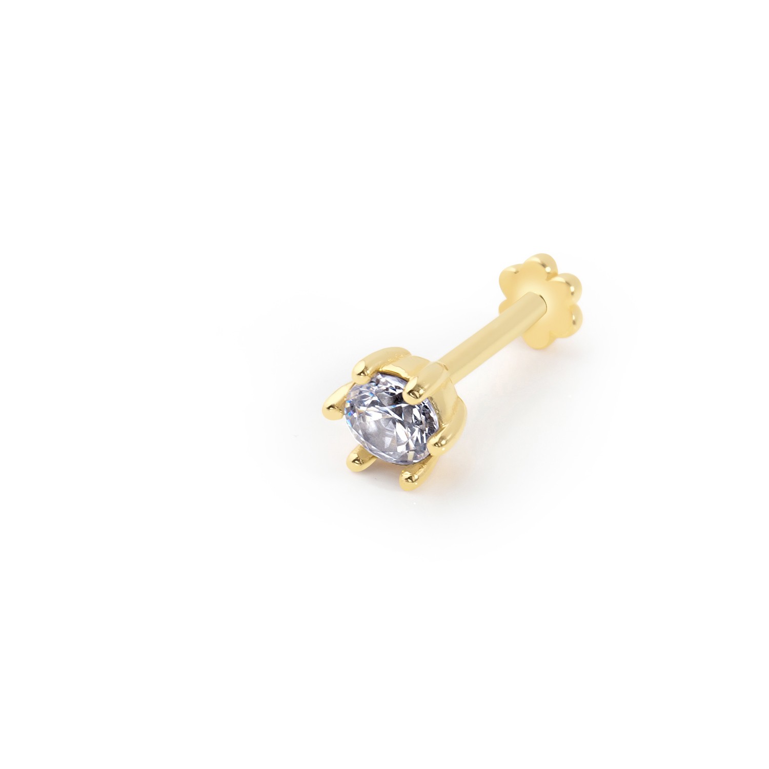 14 Carat Gold Large Single Stone Zircon Piercing