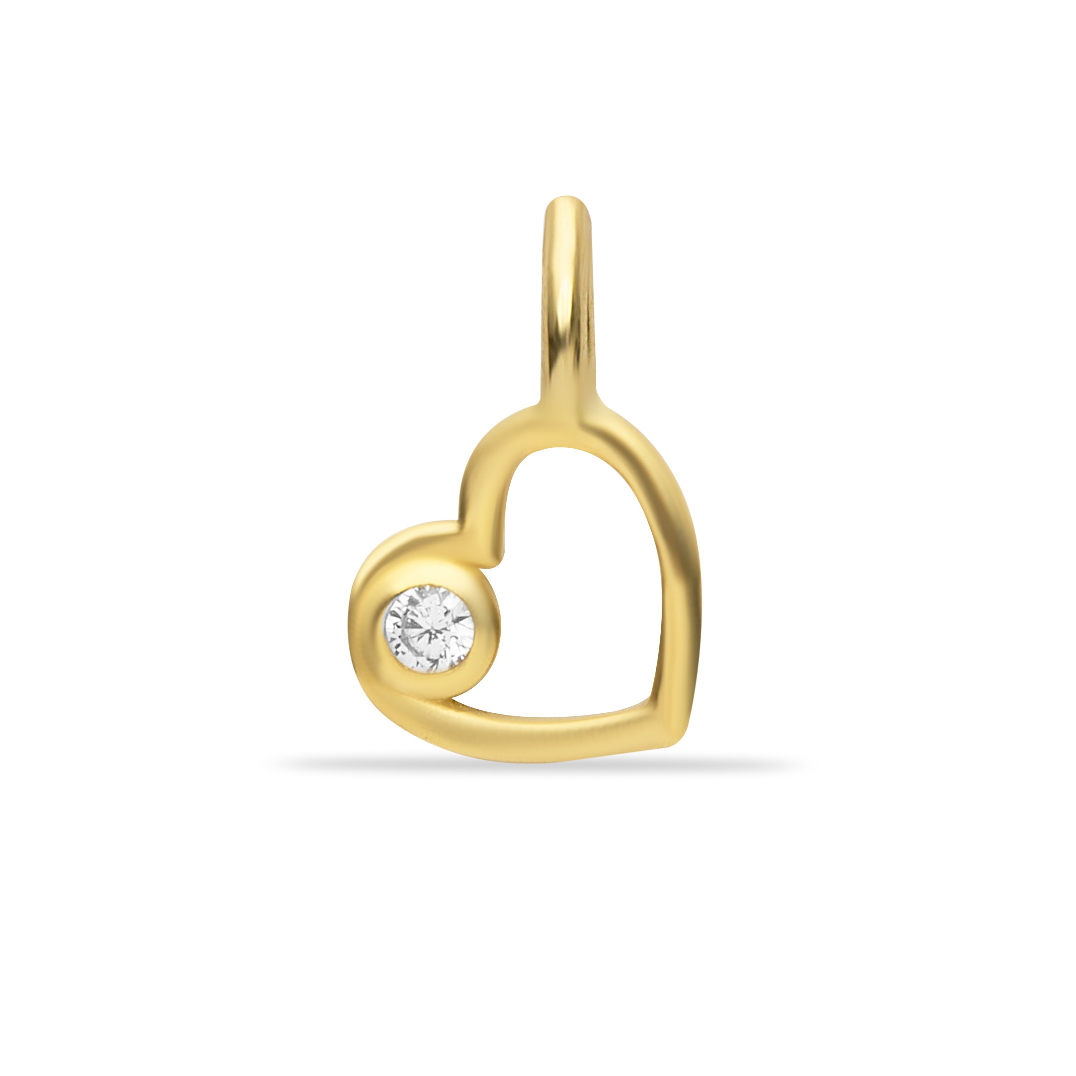 14 Carat Gold Single Stone Minimal Heart Pendant