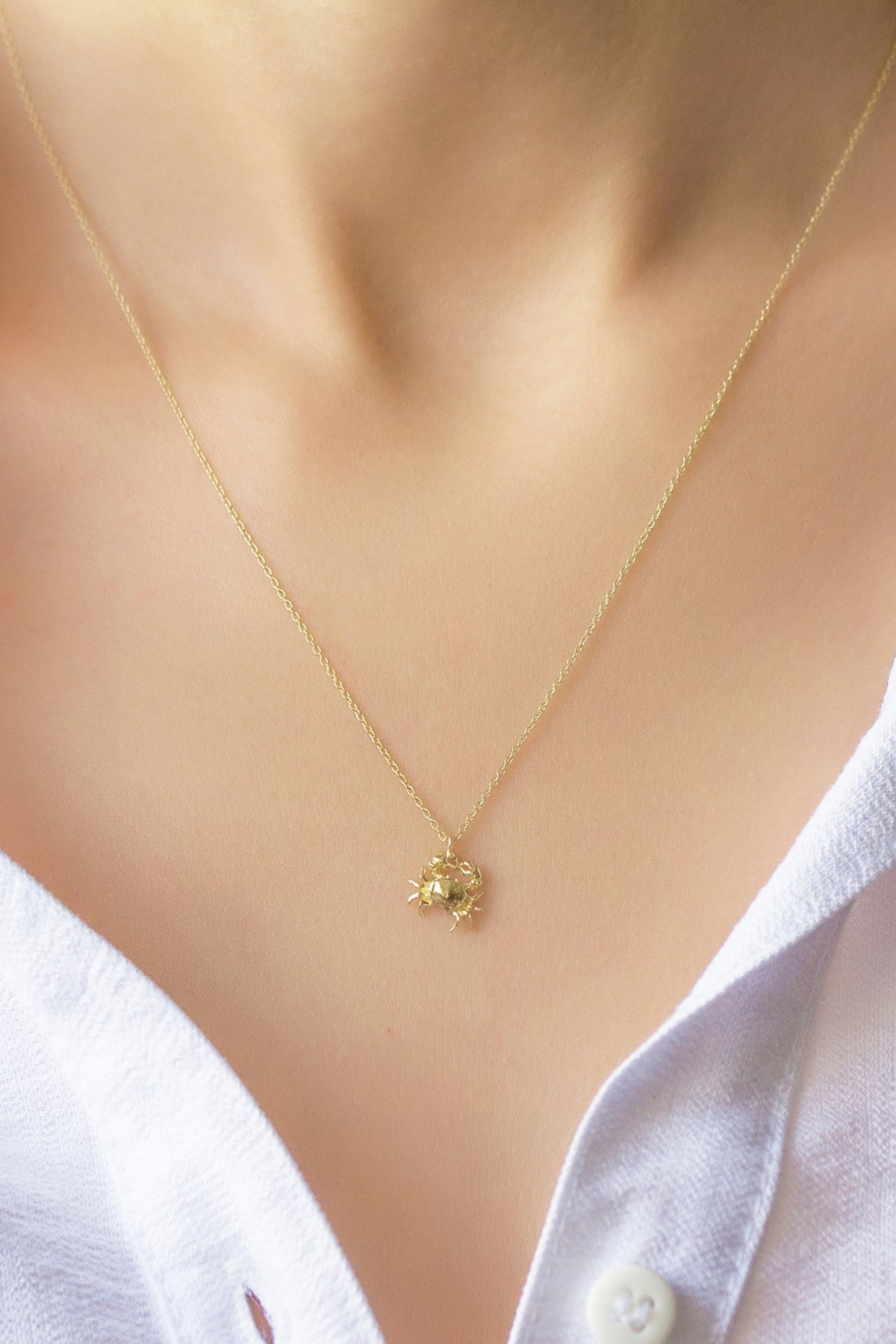 14 Carat Yellow Gold Crab Necklace