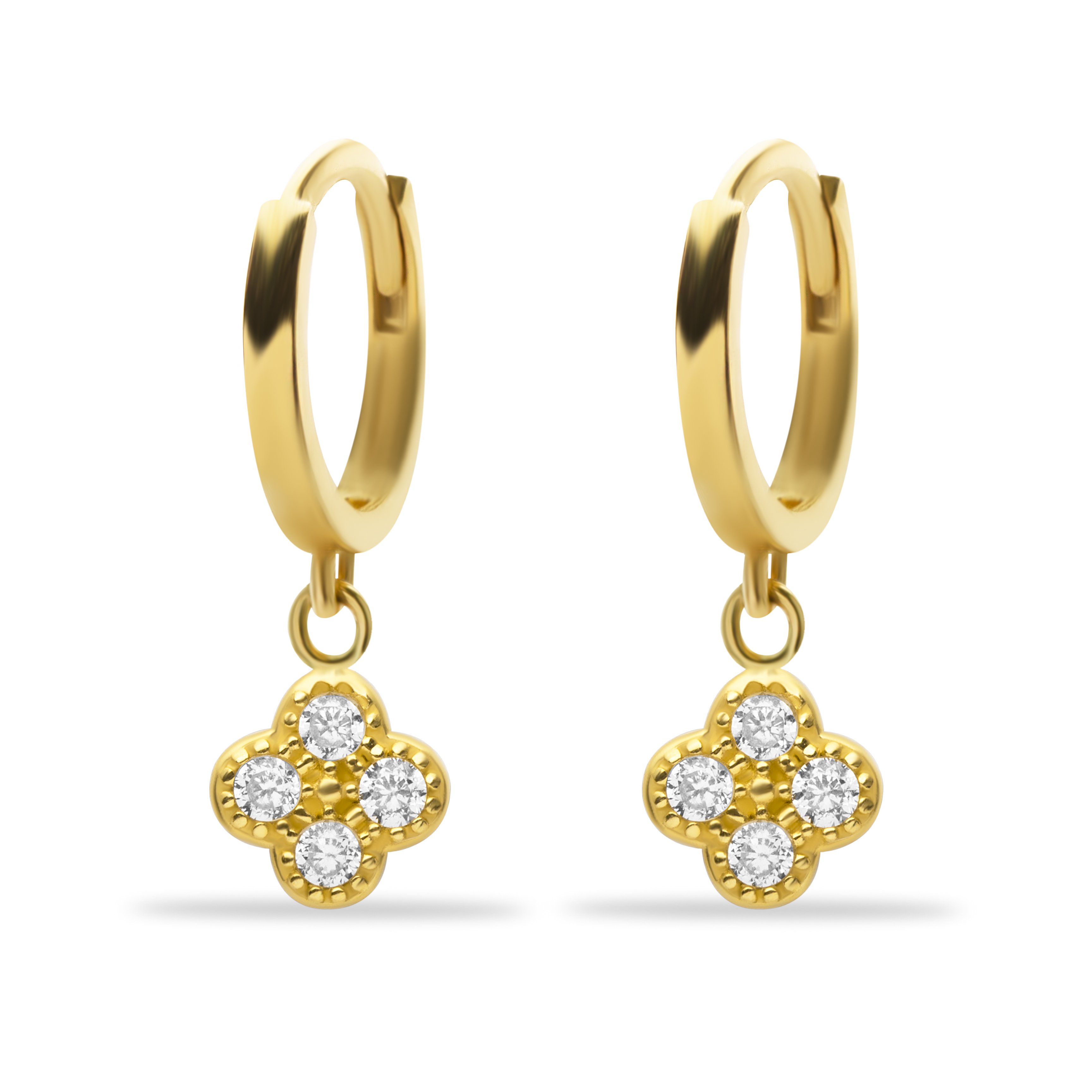 14 Carat Gold 4 Stone Pendant Earrings