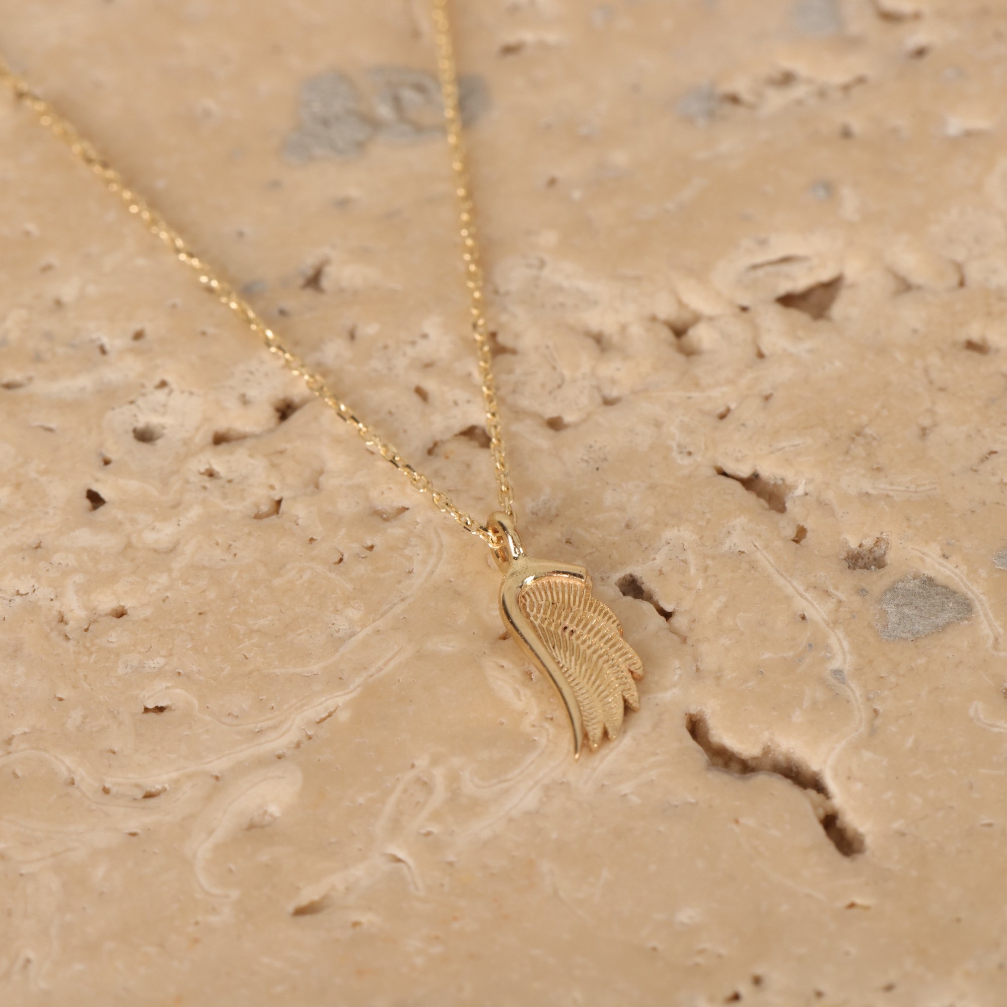 14 Carat Gold Detail Angel Wing Gold Necklace