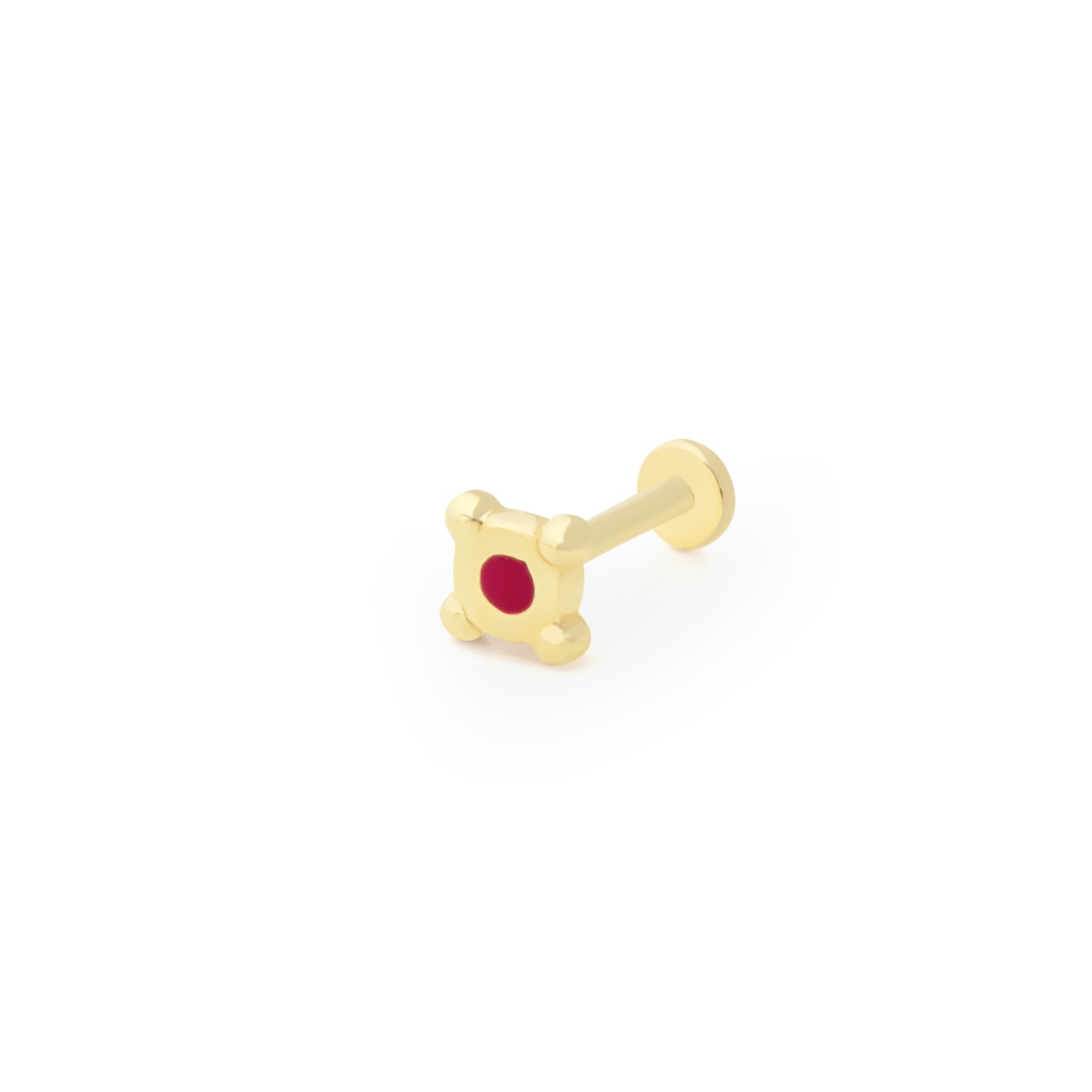 14 Carat Gold Minimal Red Enameled Piercing