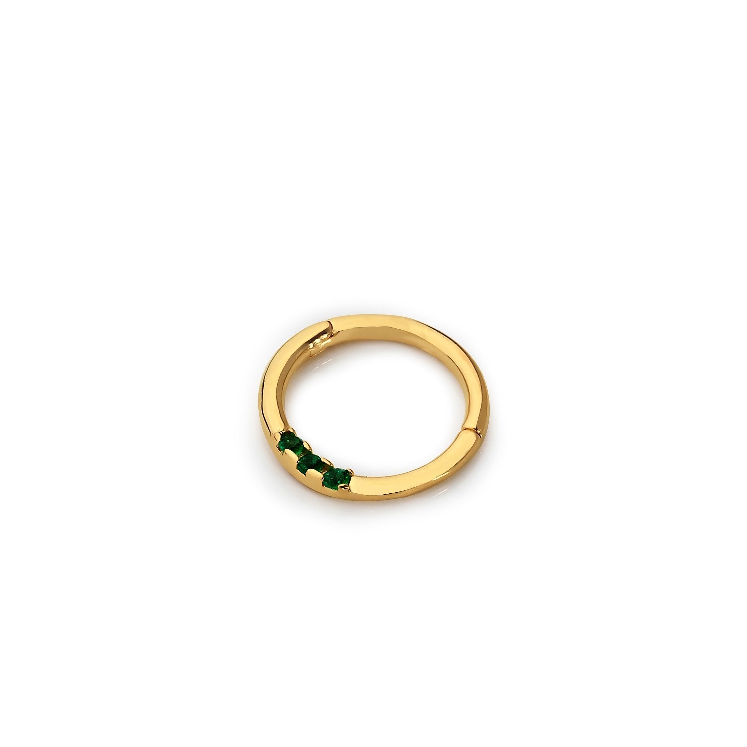14 Carat Gold Minimal Emerald Stone Helix Piercing